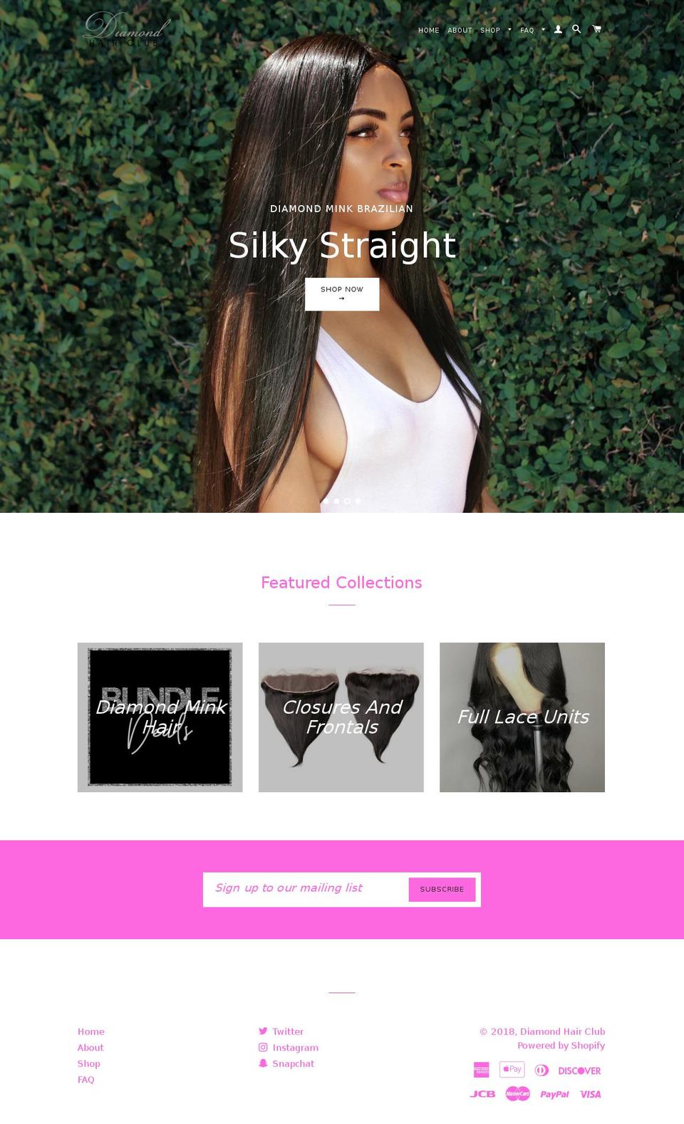 diamondhairclub.com — Shopify storefront screenshot