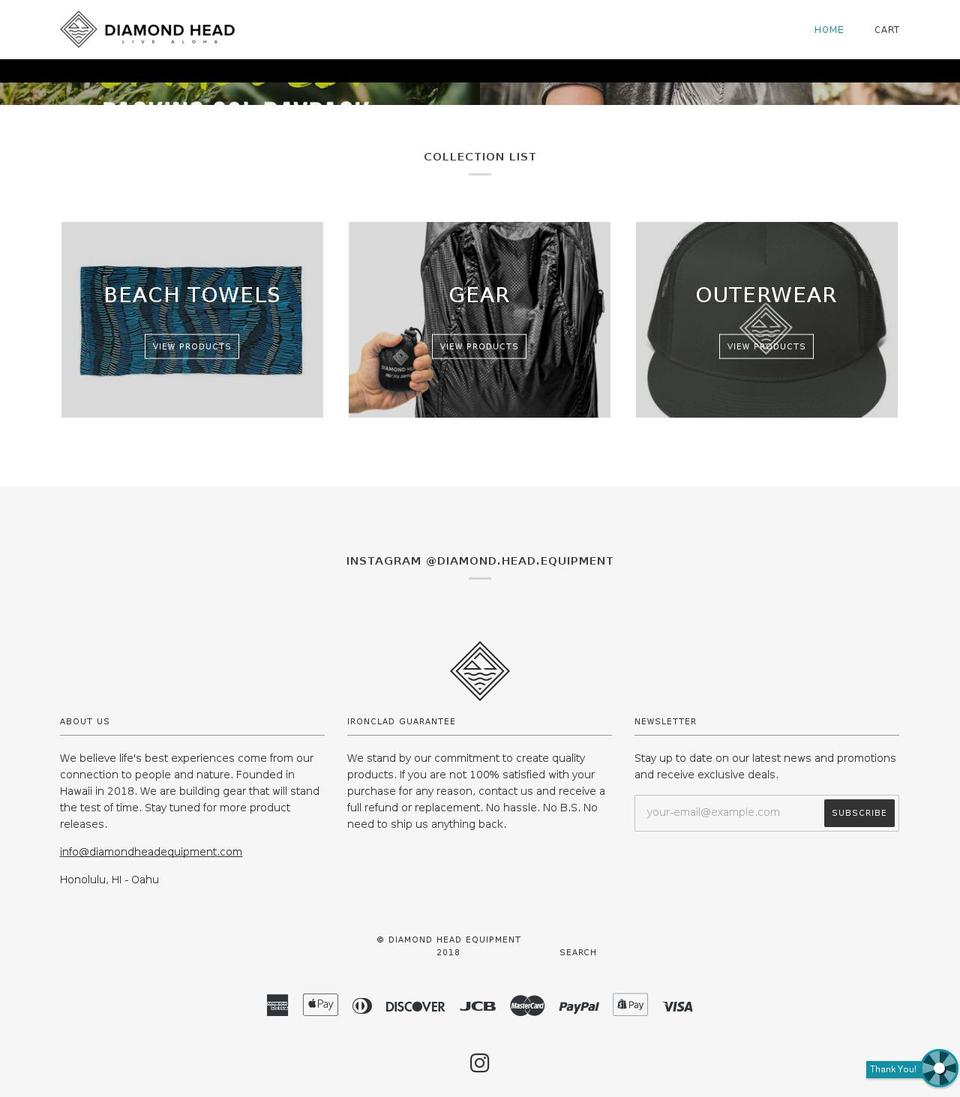 diamondheadequipment.com shopify website screenshot
