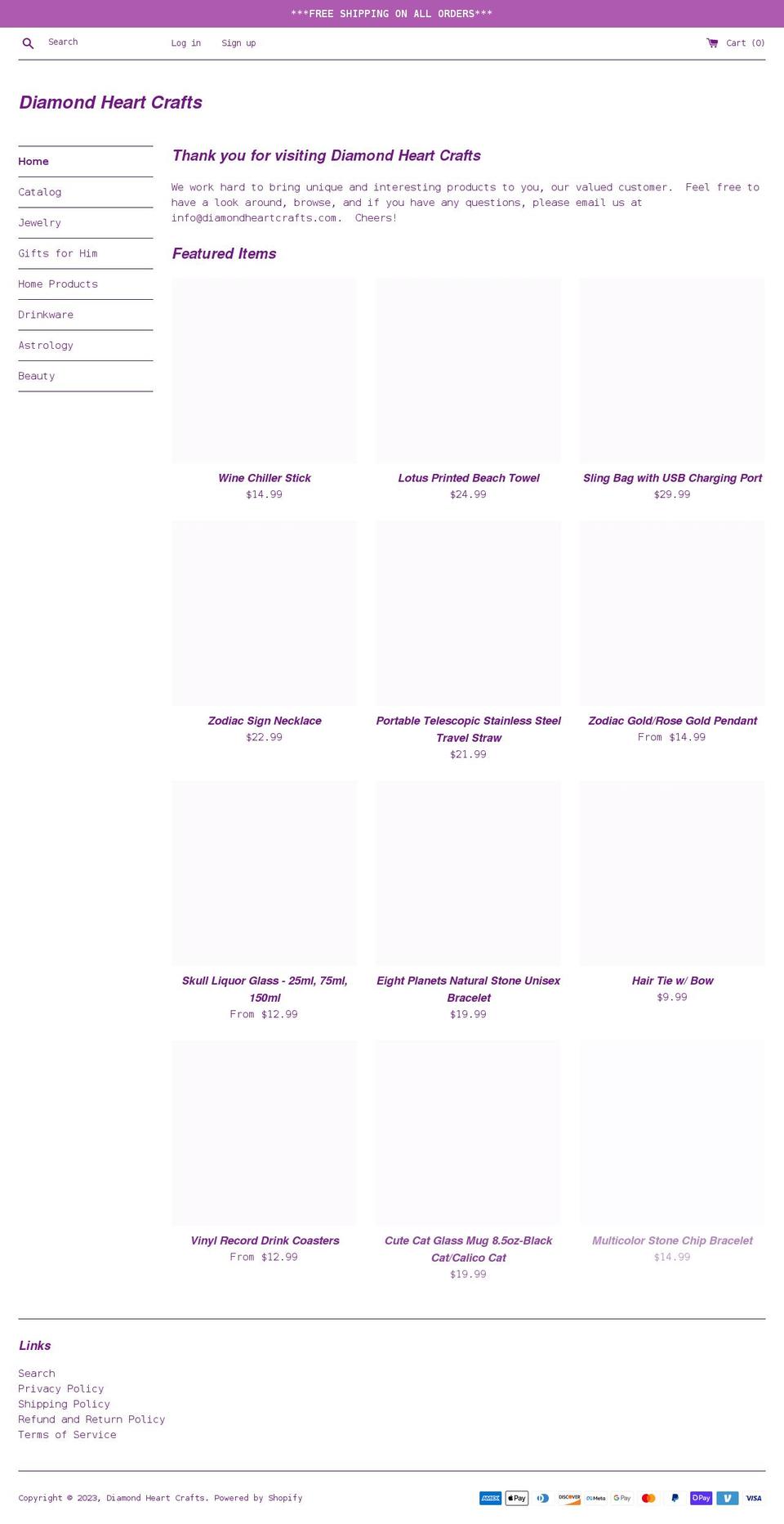 diamondheartcrafts.com shopify website screenshot