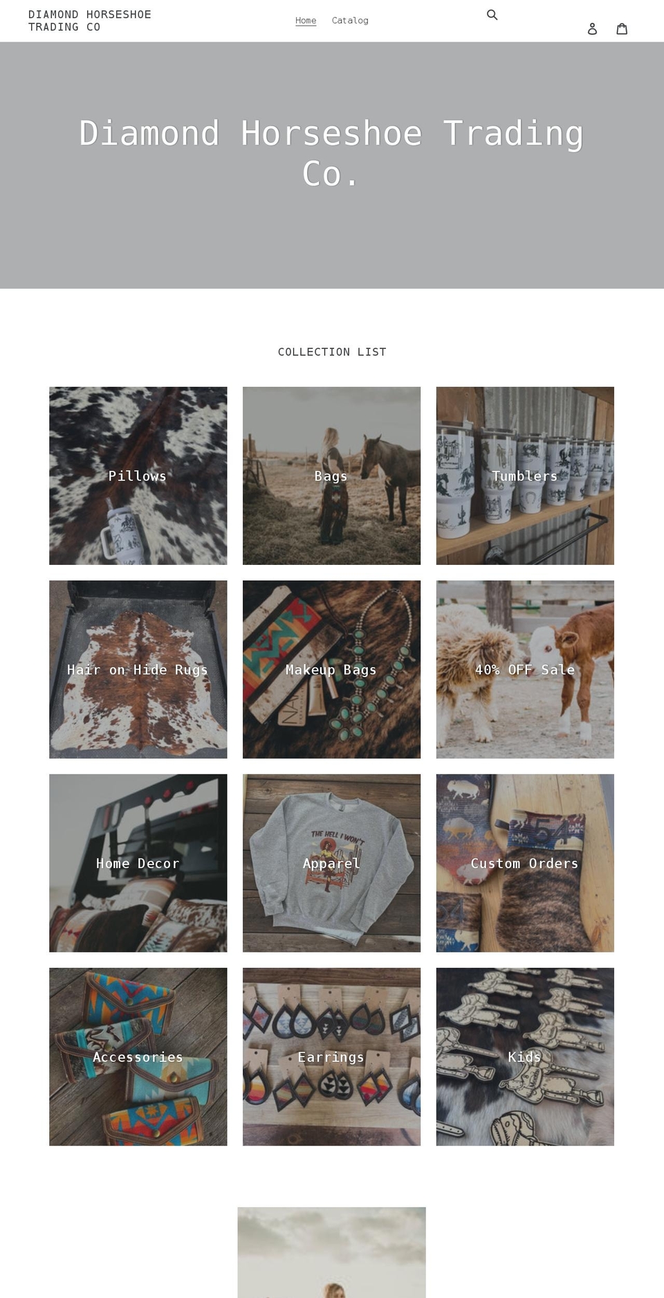 diamondhorseshoetradingco.com shopify website screenshot
