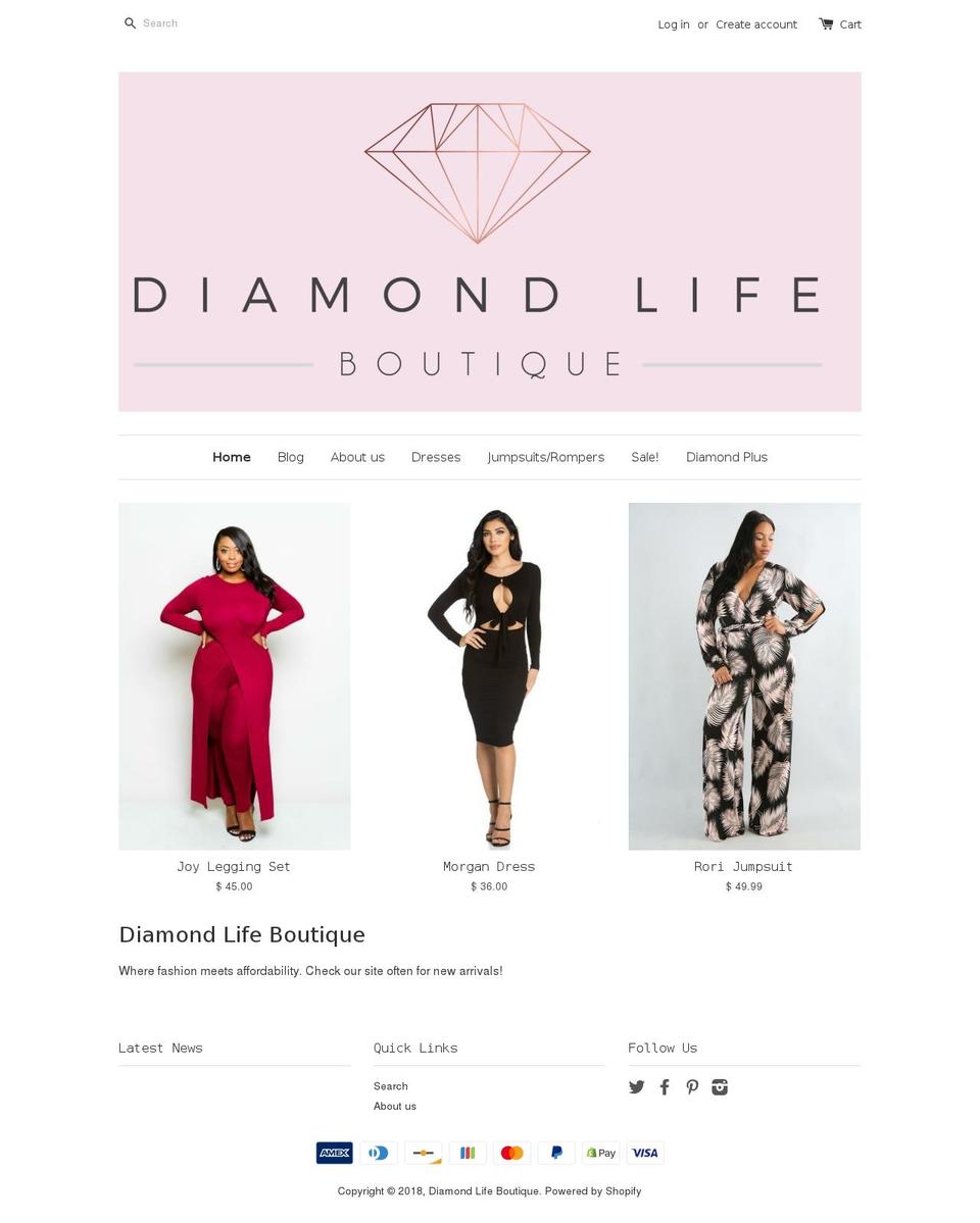 diamondlifeboutique.com — Shopify storefront screenshot