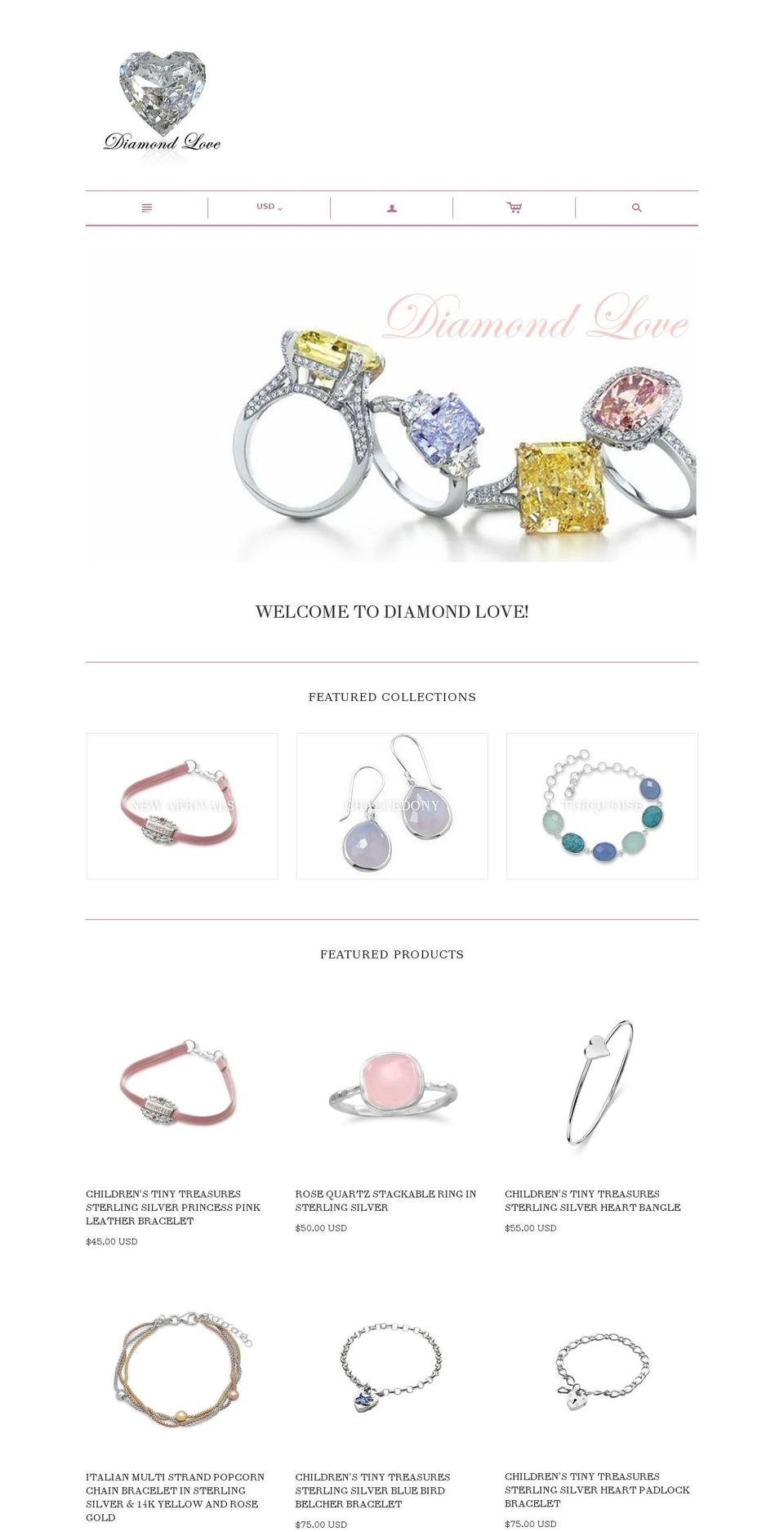 diamondlovejewelry.com — Shopify storefront screenshot