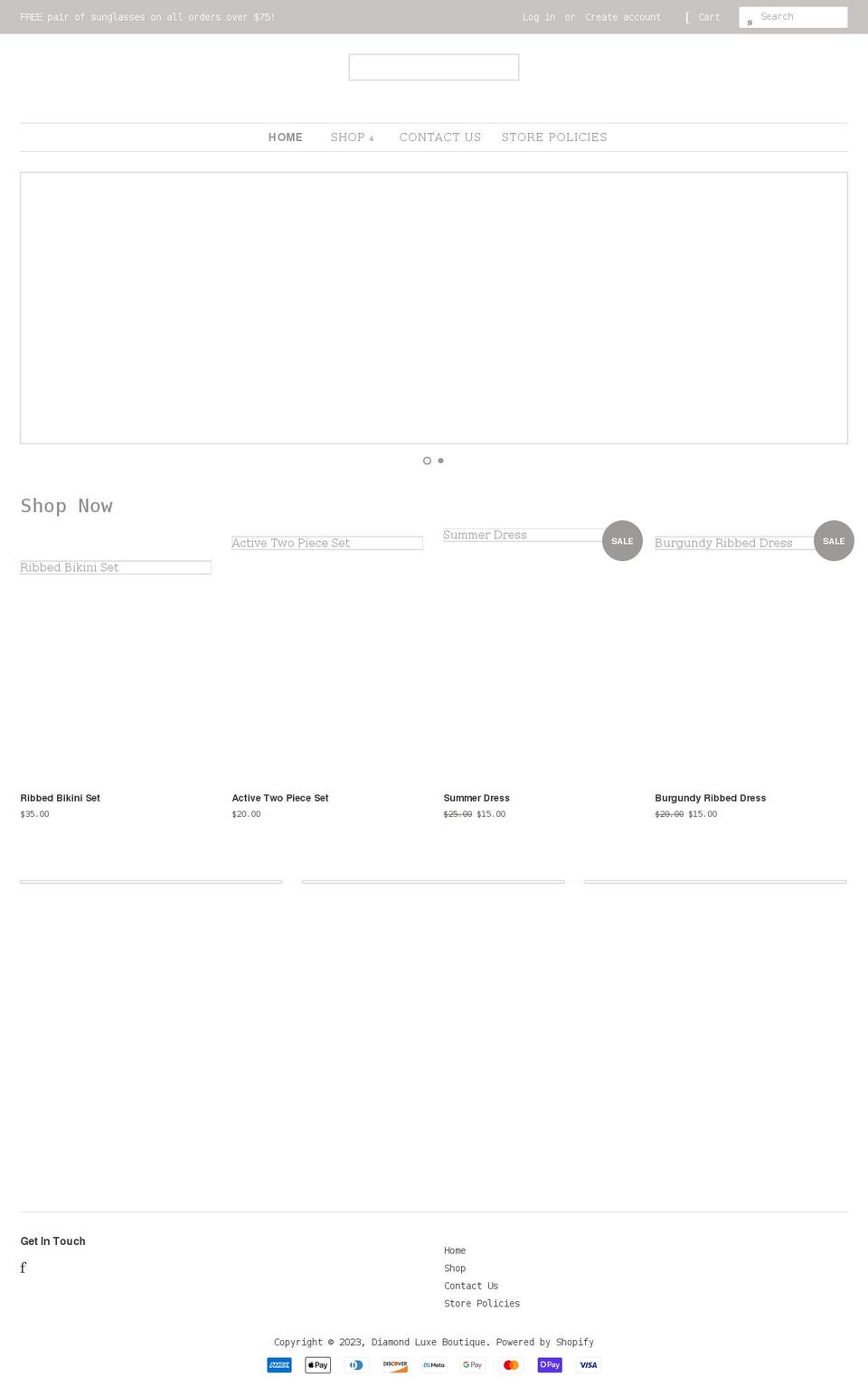 diamondluxeboutique.com shopify website screenshot