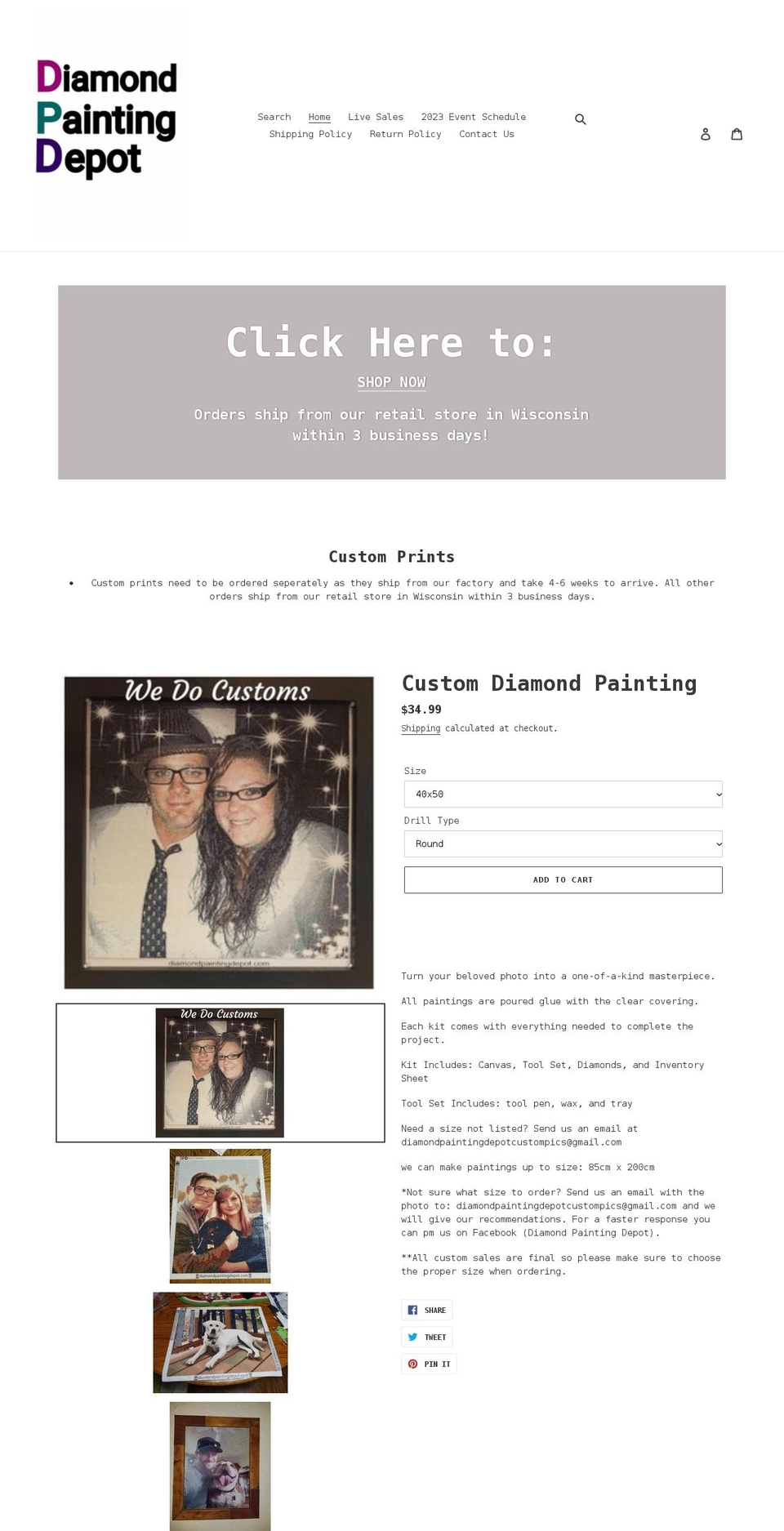 diamondpaintingdepot.com shopify website screenshot