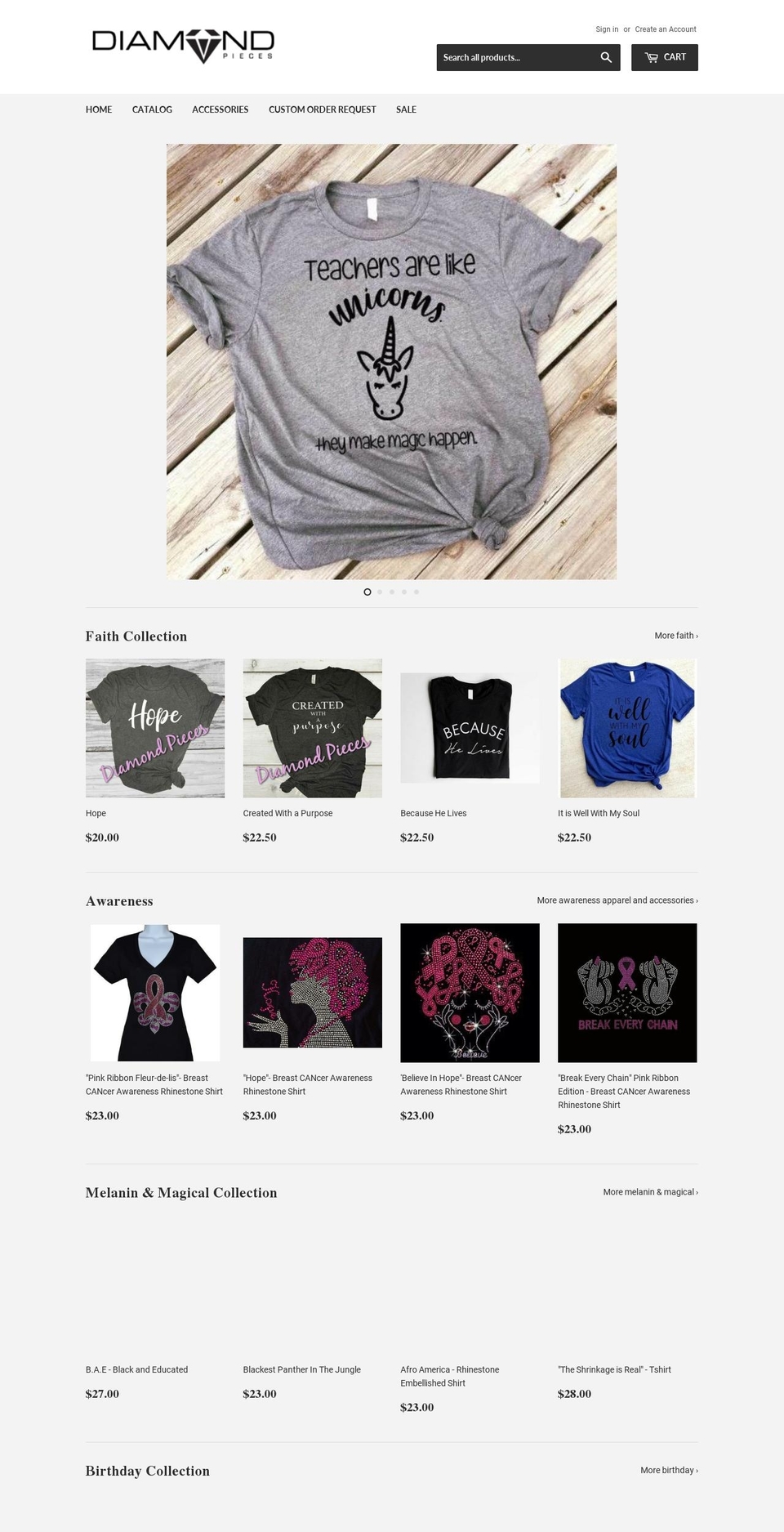 diamondpieces.net shopify website screenshot