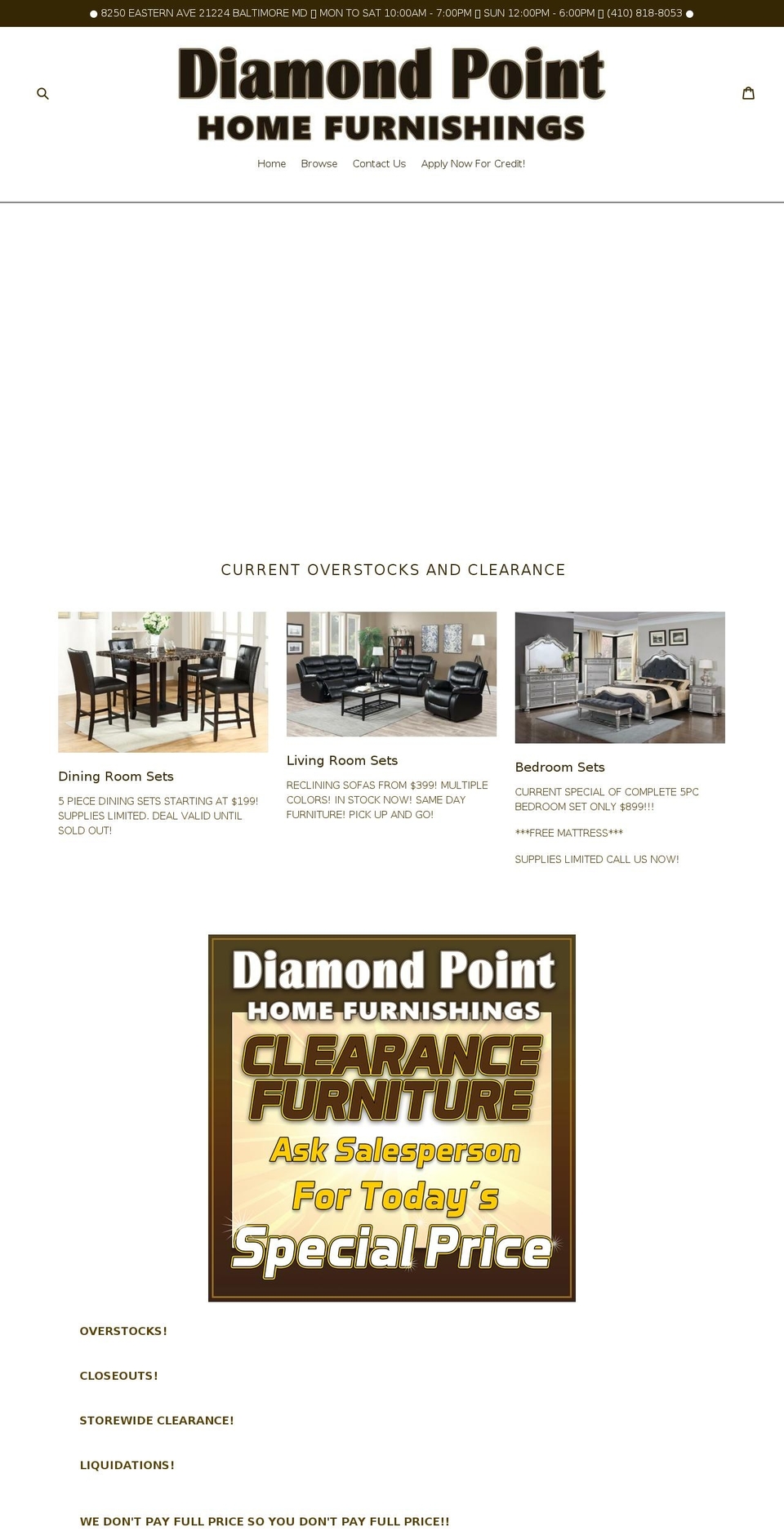 diamondpointfurniture.com shopify website screenshot