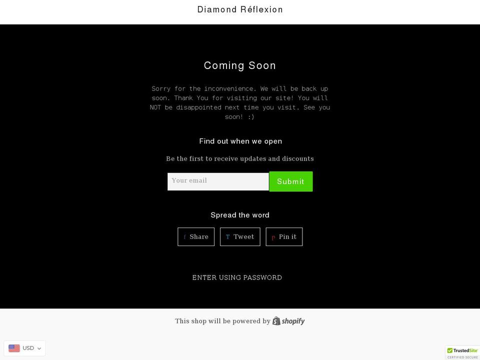 diamondreflexion.com — Shopify storefront screenshot