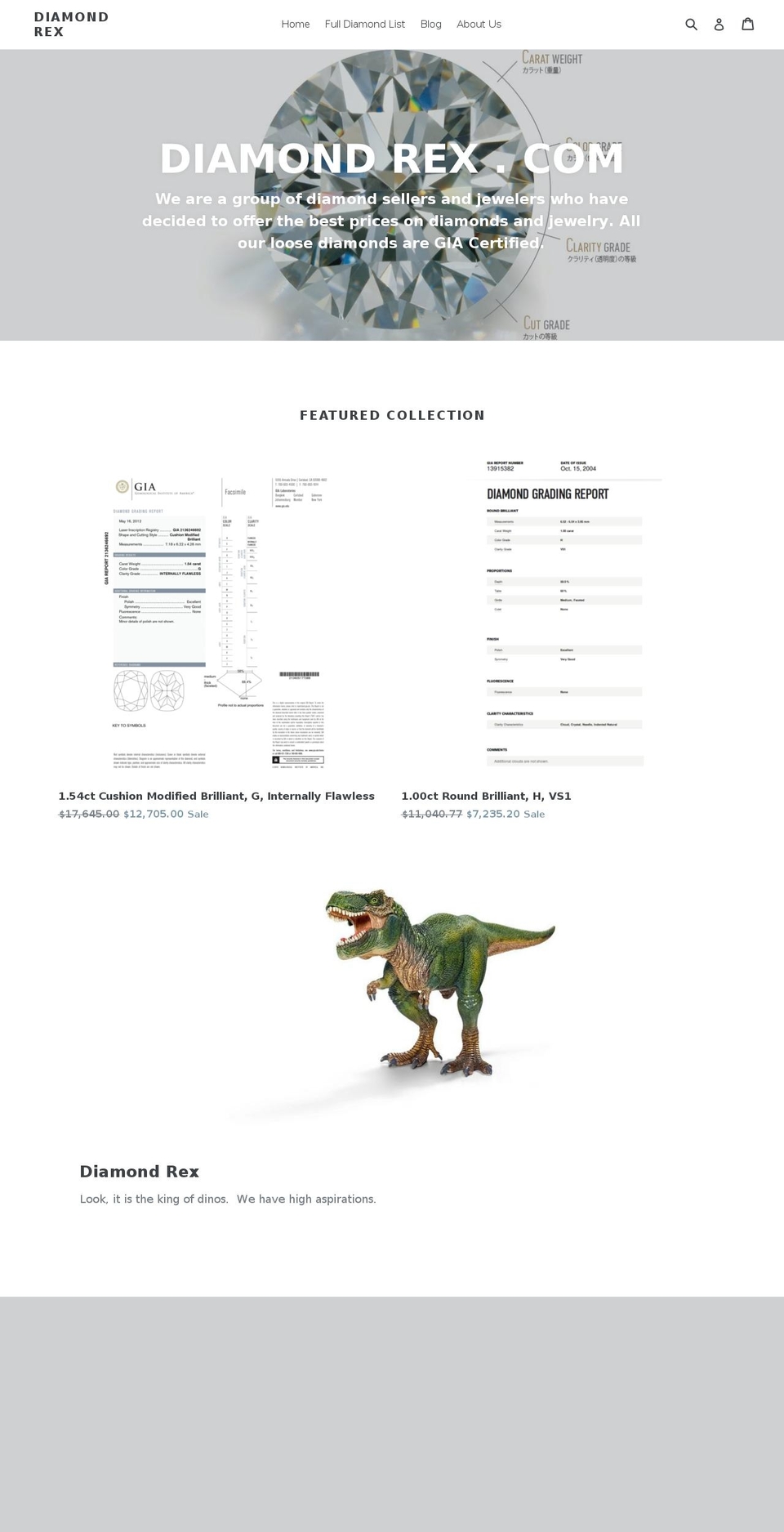 diamondrex.com — Shopify storefront screenshot