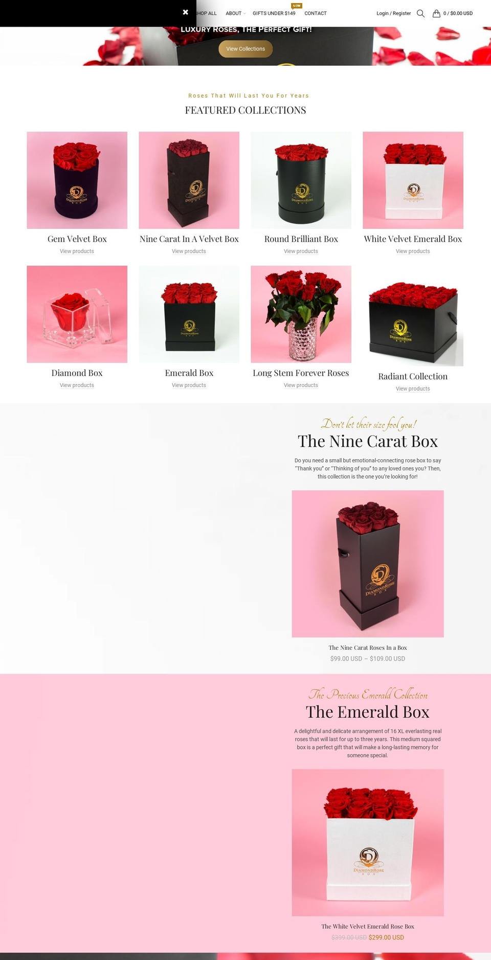 diamondrosebox.com shopify website screenshot