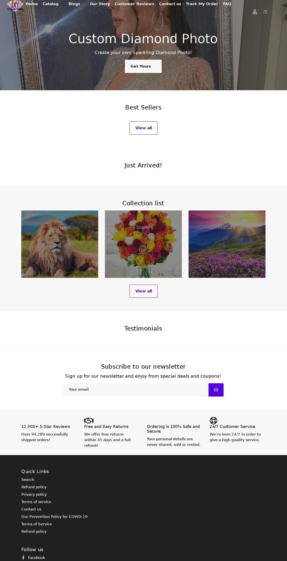 diamonds-painting.com shopify website screenshot