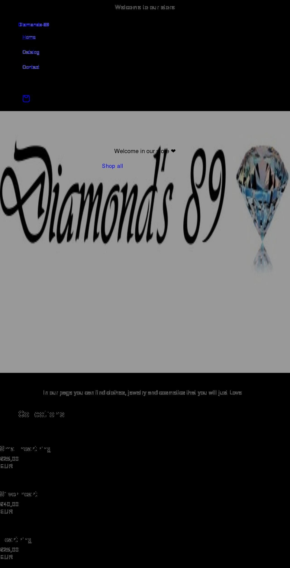 diamonds89.com shopify website screenshot