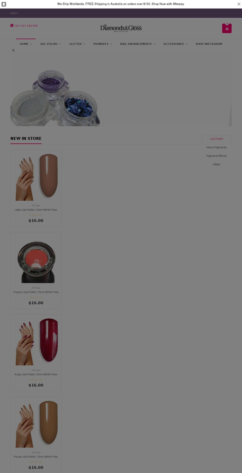 diamondsandglossaustralia.com — Shopify storefront screenshot