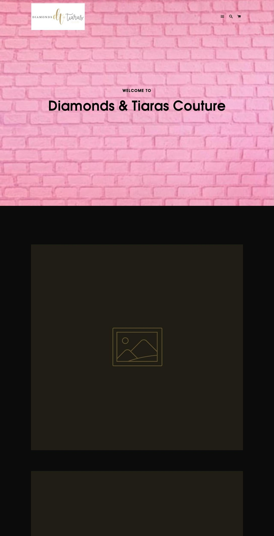 diamondsandtiarascouture.com — Shopify storefront screenshot