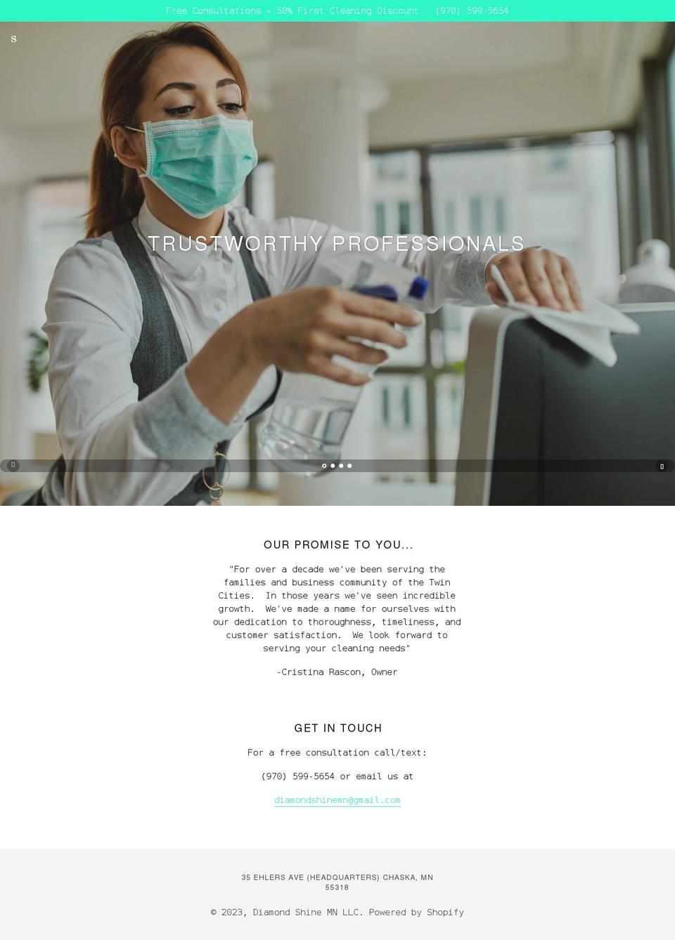 diamondshinemn.com shopify website screenshot