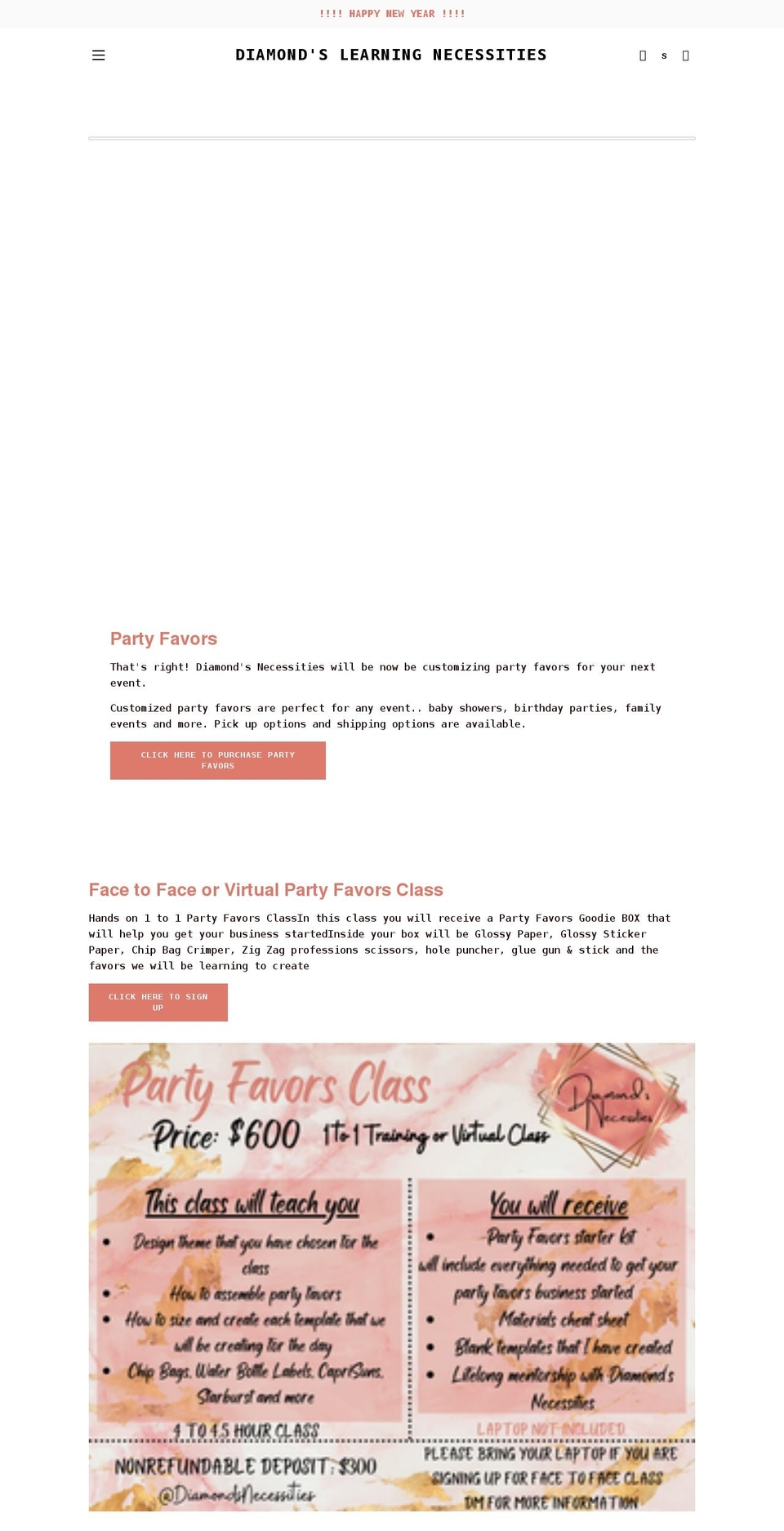 diamondslearningnecessities.com shopify website screenshot