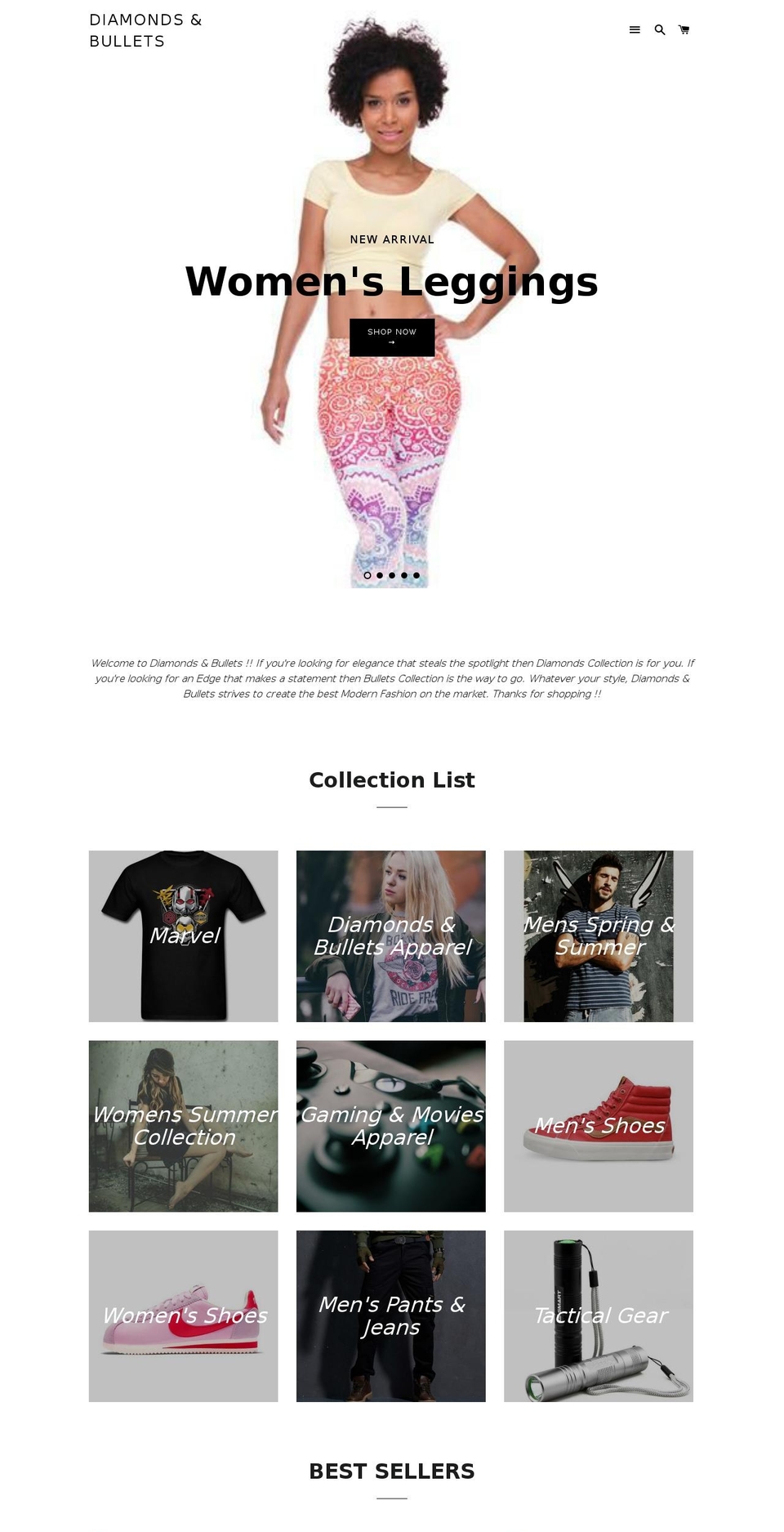 diamondsnbullets.com — Shopify storefront screenshot