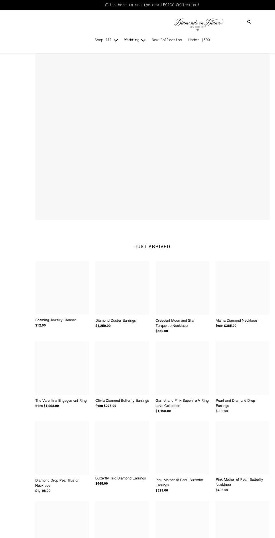 diamondsondiana.com shopify website screenshot