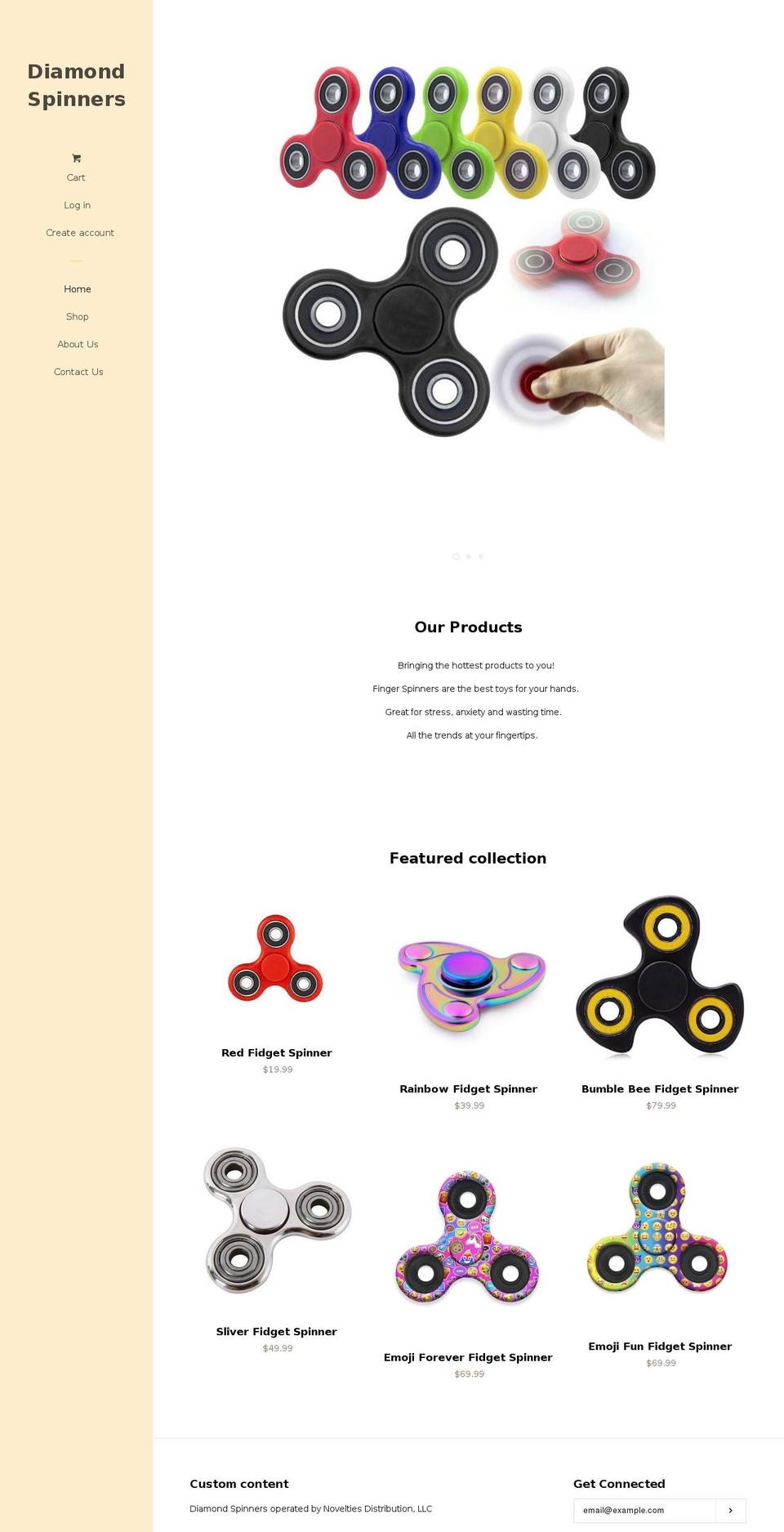 diamondspinners.com — Shopify storefront screenshot