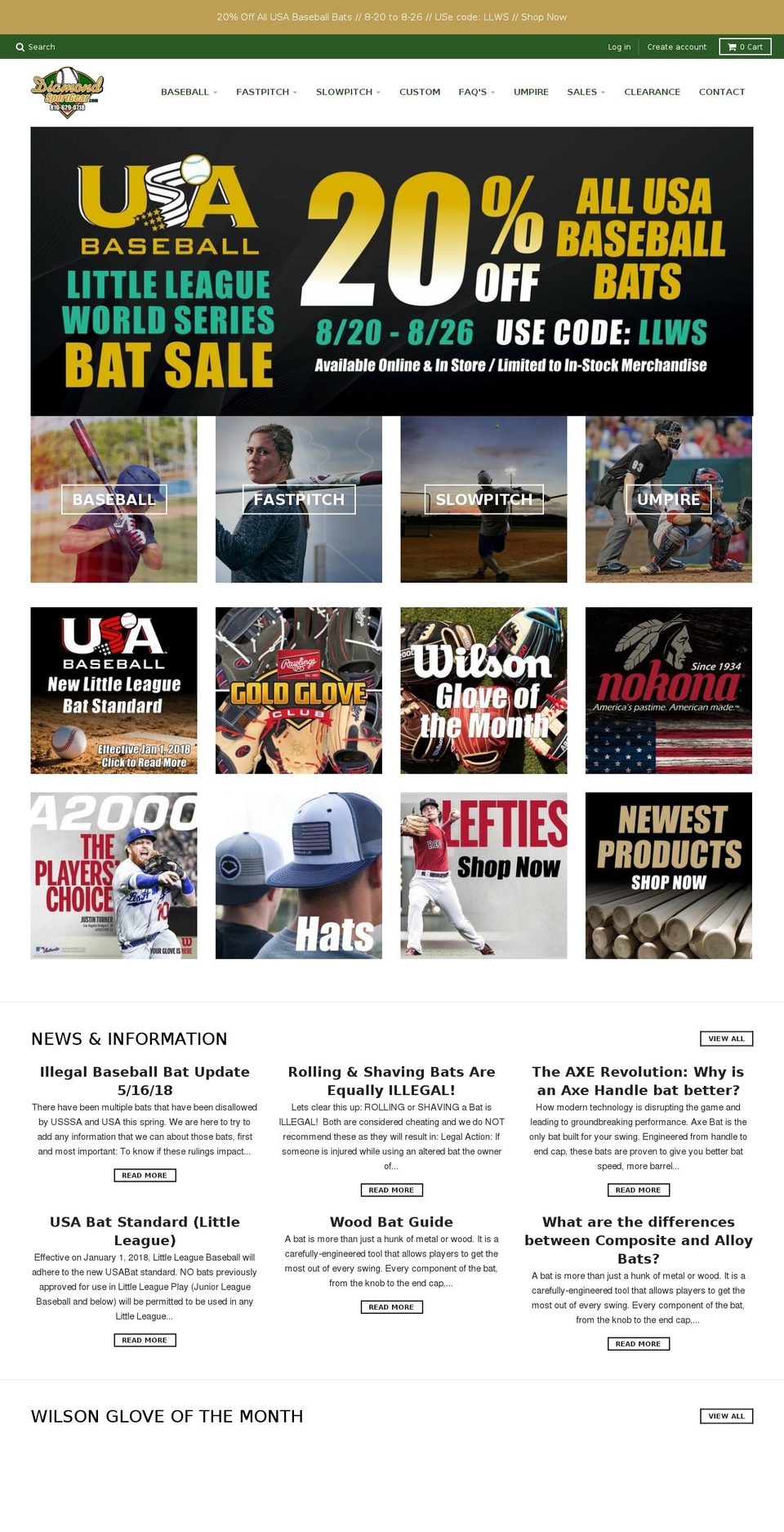 diamondsportgear.com shopify website screenshot