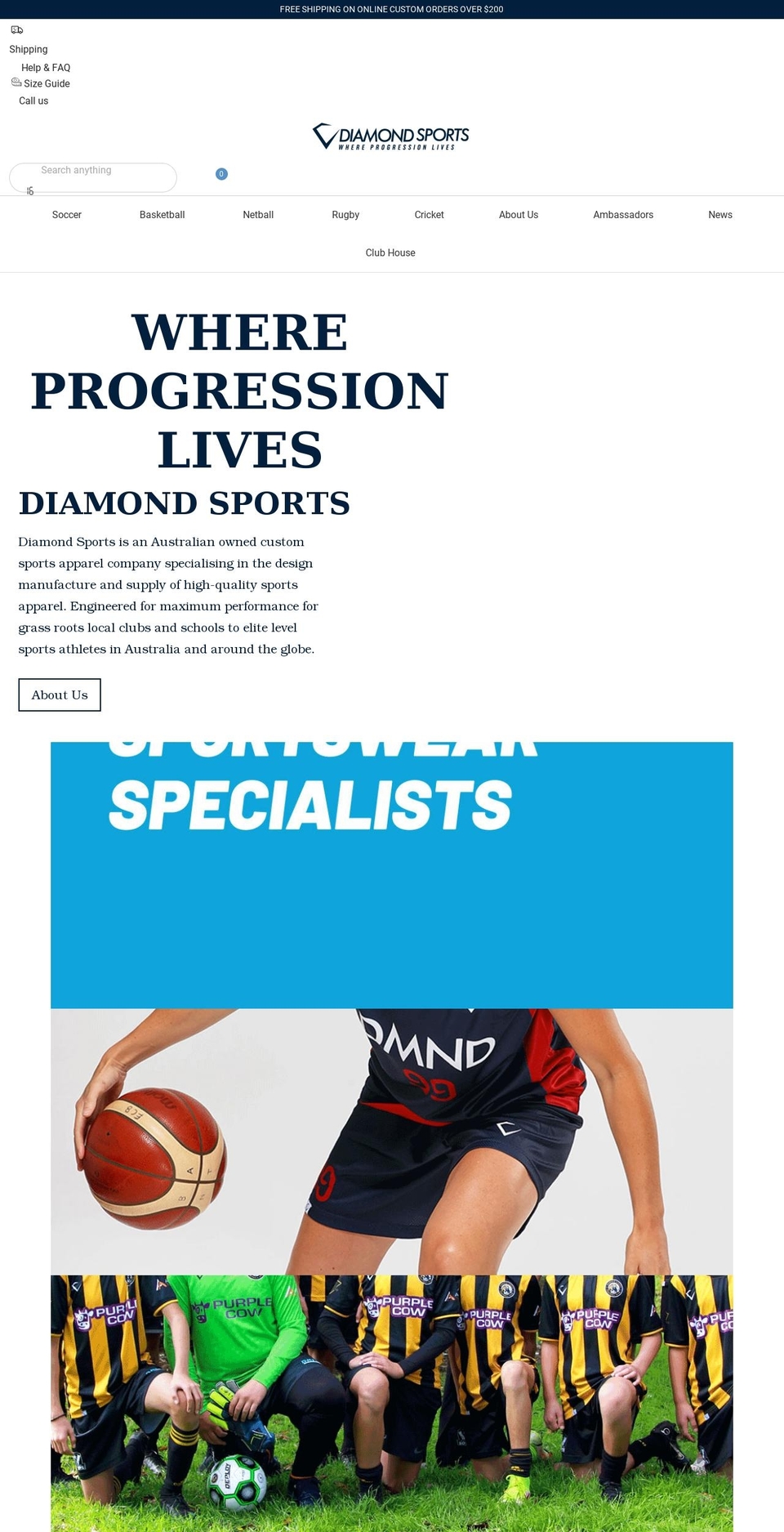 diamondsports.com.au shopify website screenshot