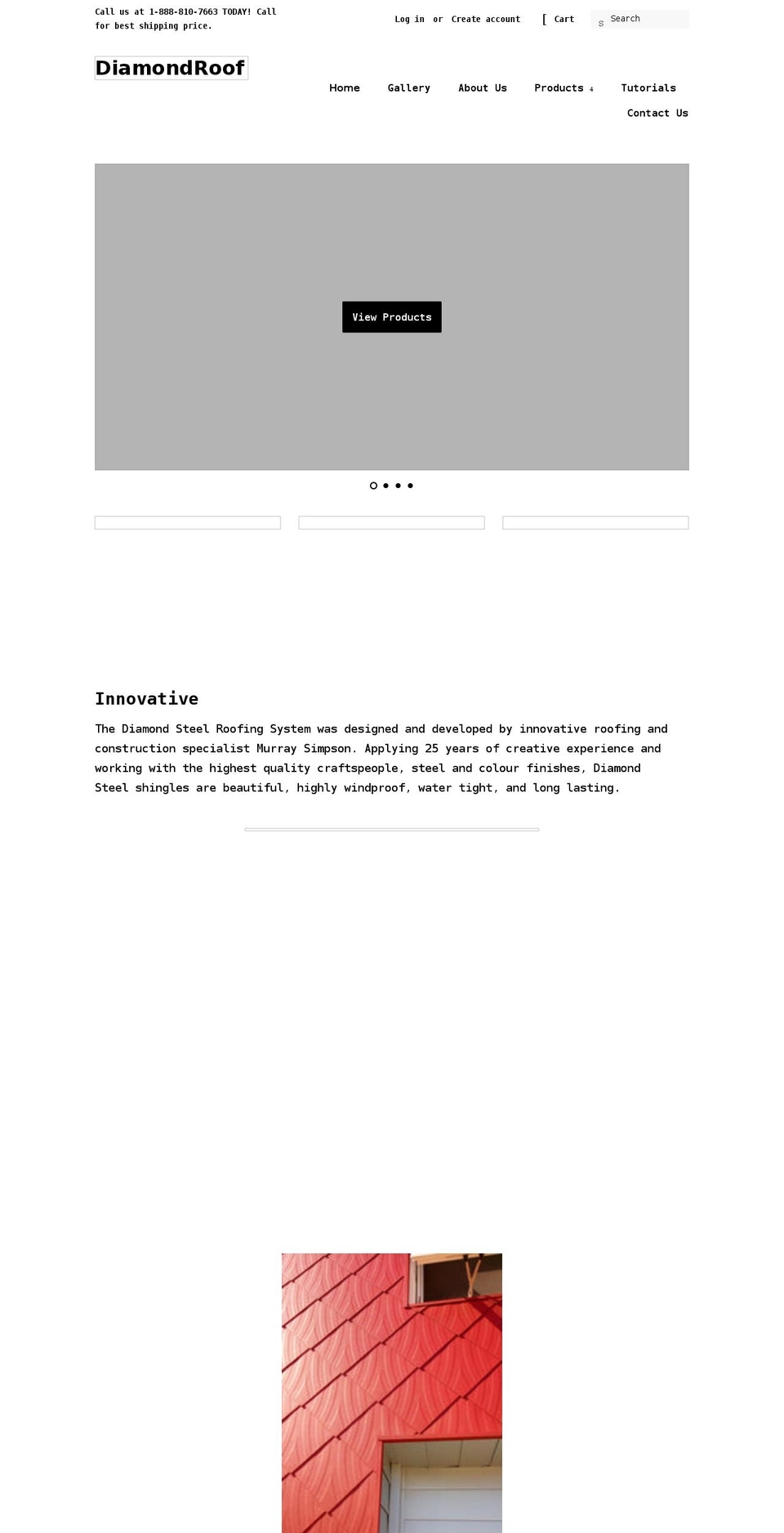 diamondsteelroof.com shopify website screenshot