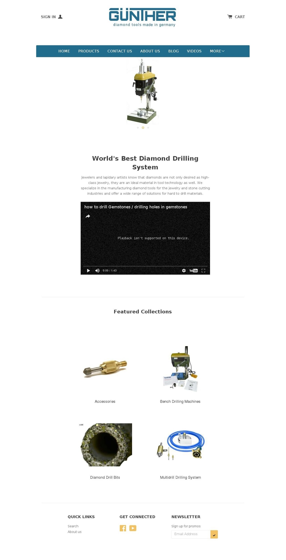 Solo Shopify theme site example diamondtools-guenther.com
