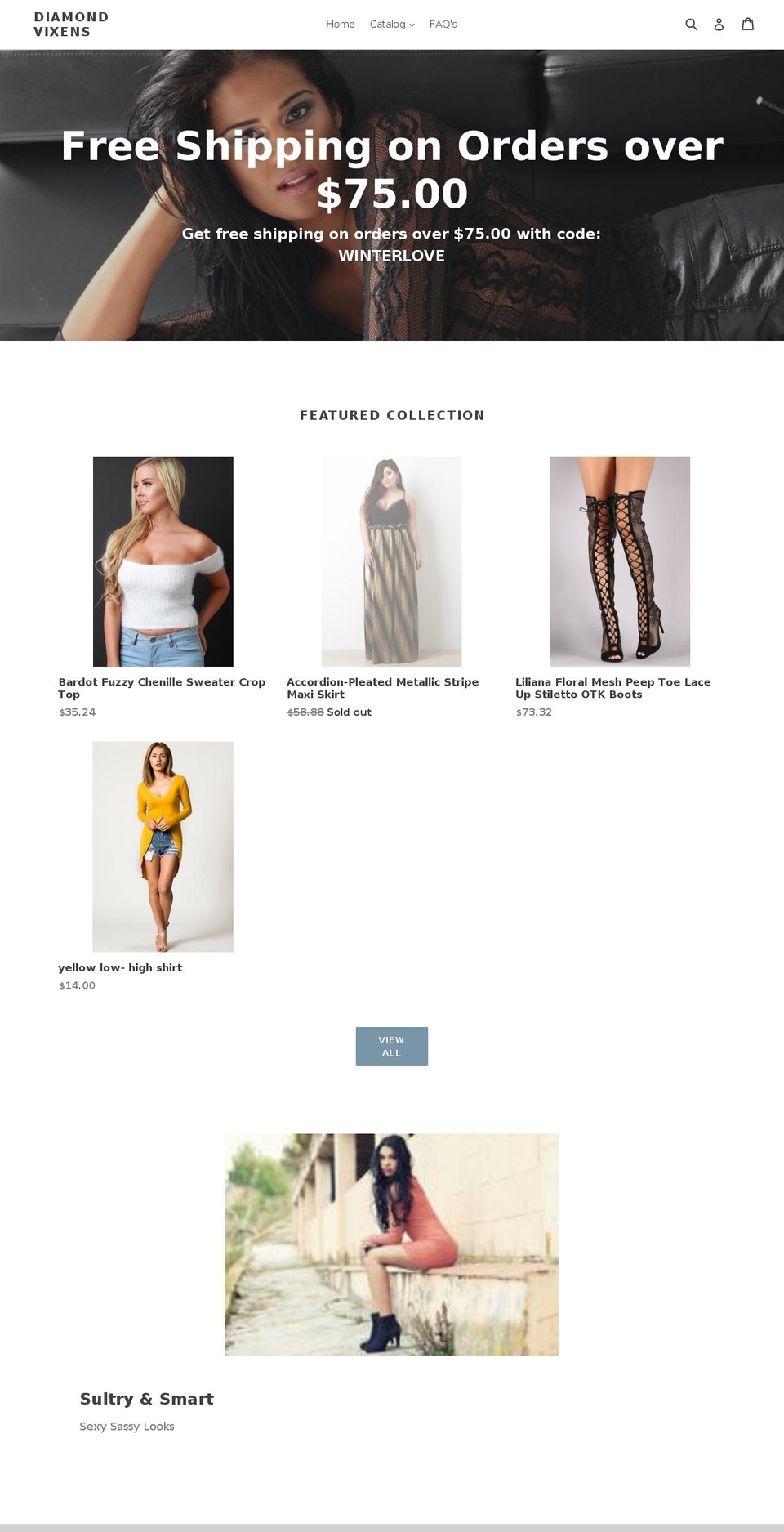 diamondvixens.com — Shopify storefront screenshot