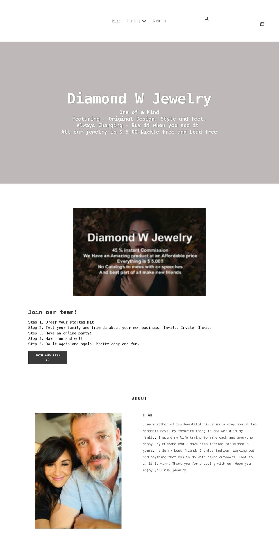 diamondwjewelry.com shopify website screenshot