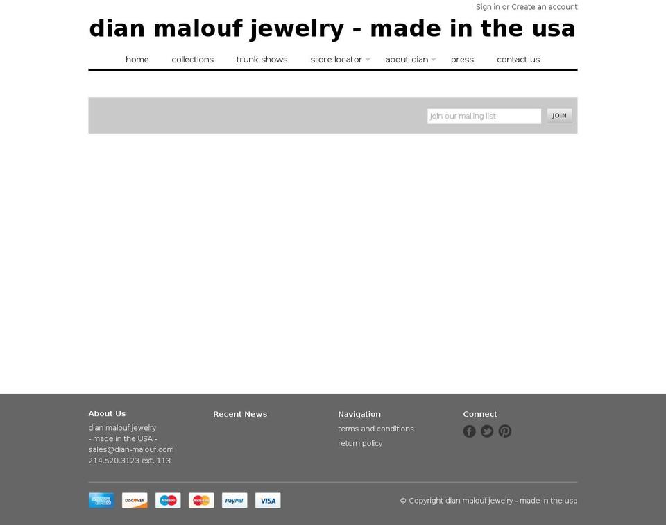dian-malouf.com shopify website screenshot