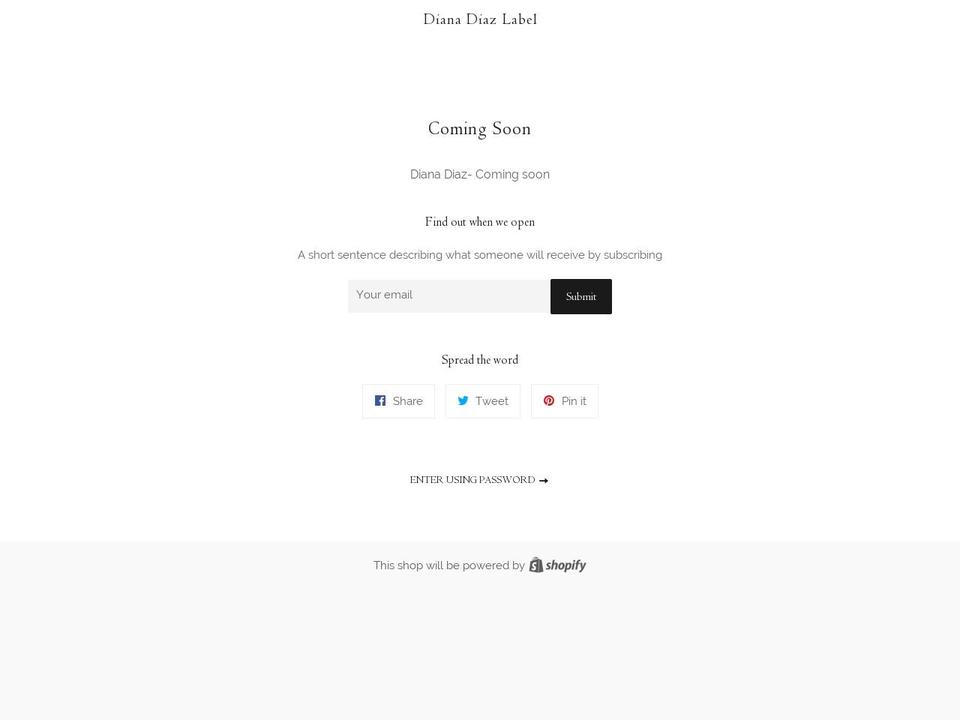 dianadiazlabel.com — Shopify storefront screenshot