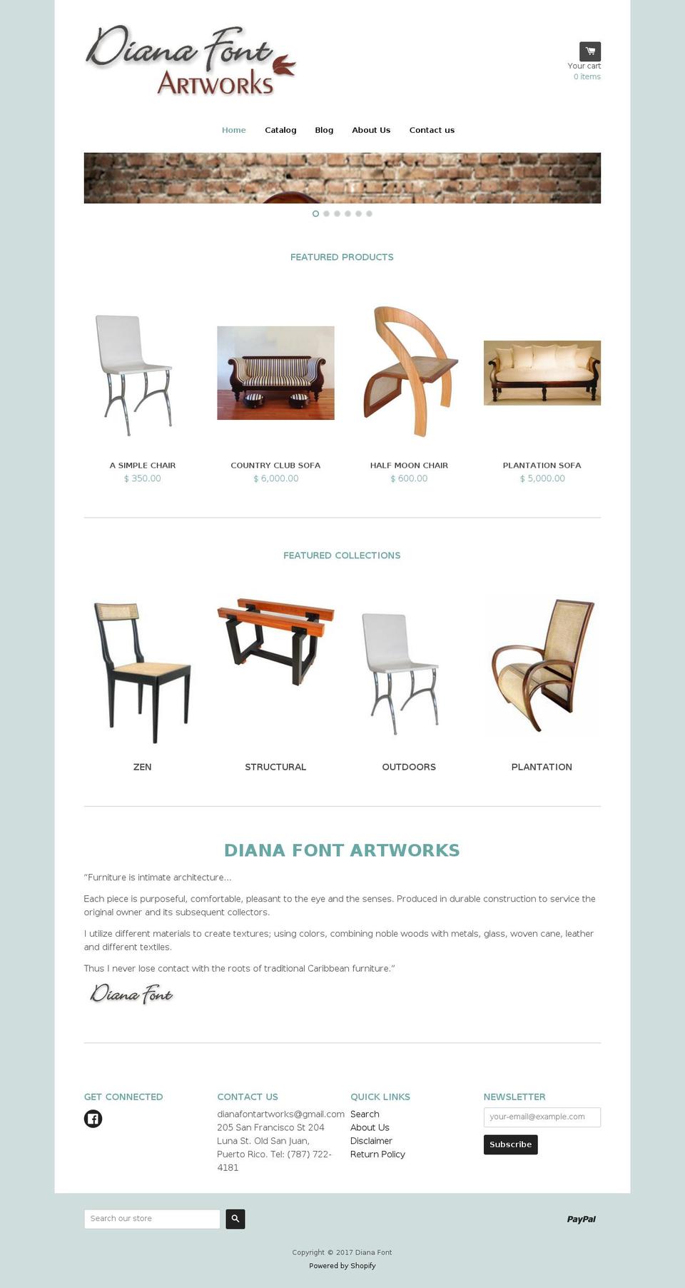 dianafontartworks.com shopify website screenshot