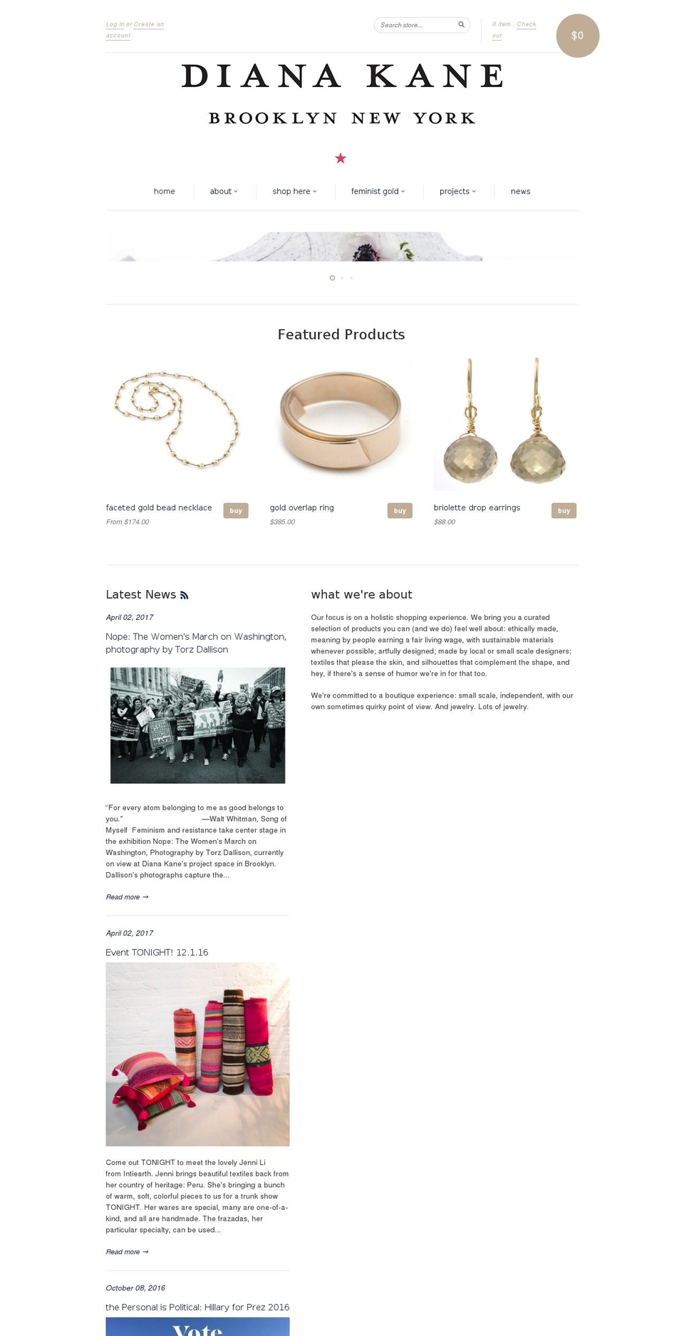 new standard Shopify theme site example dianakane.com