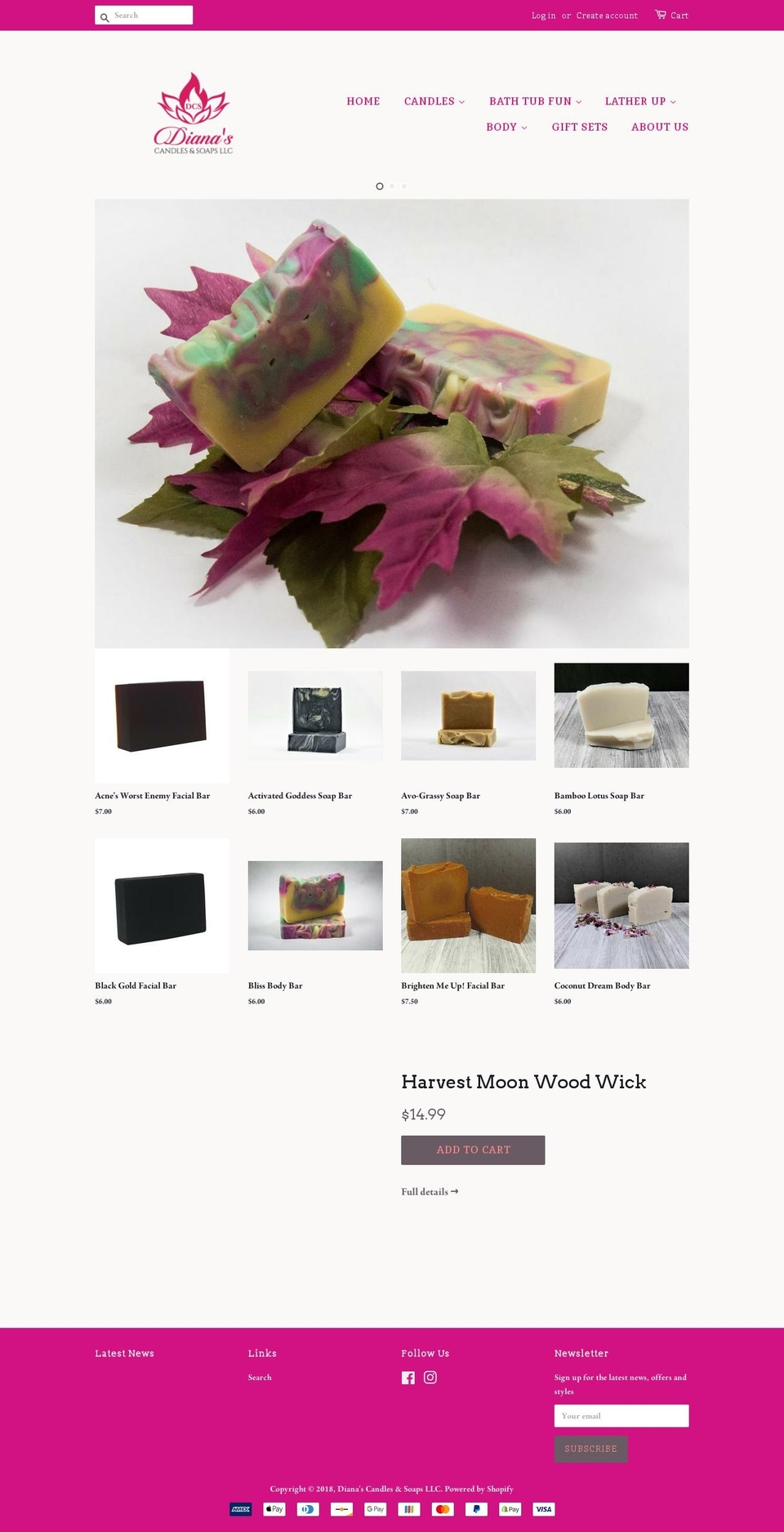 dianascandles.com — Shopify storefront screenshot