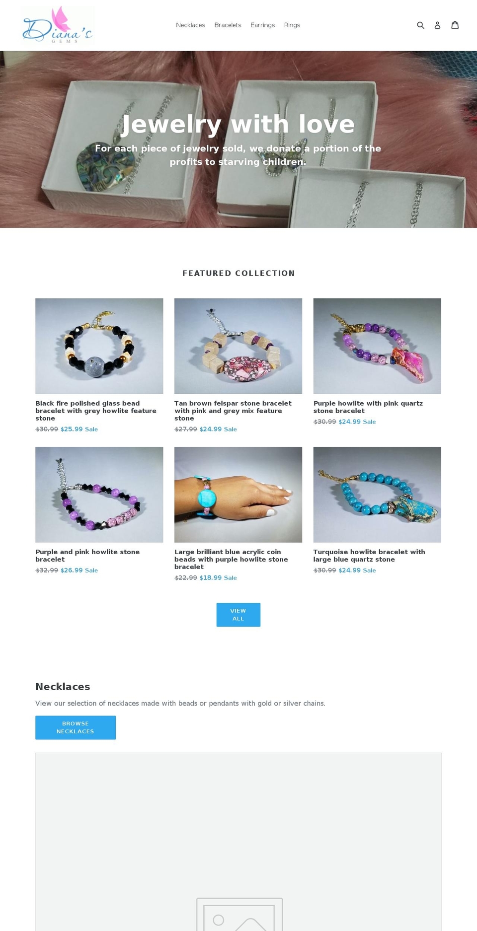dianasgems.com — Shopify storefront screenshot