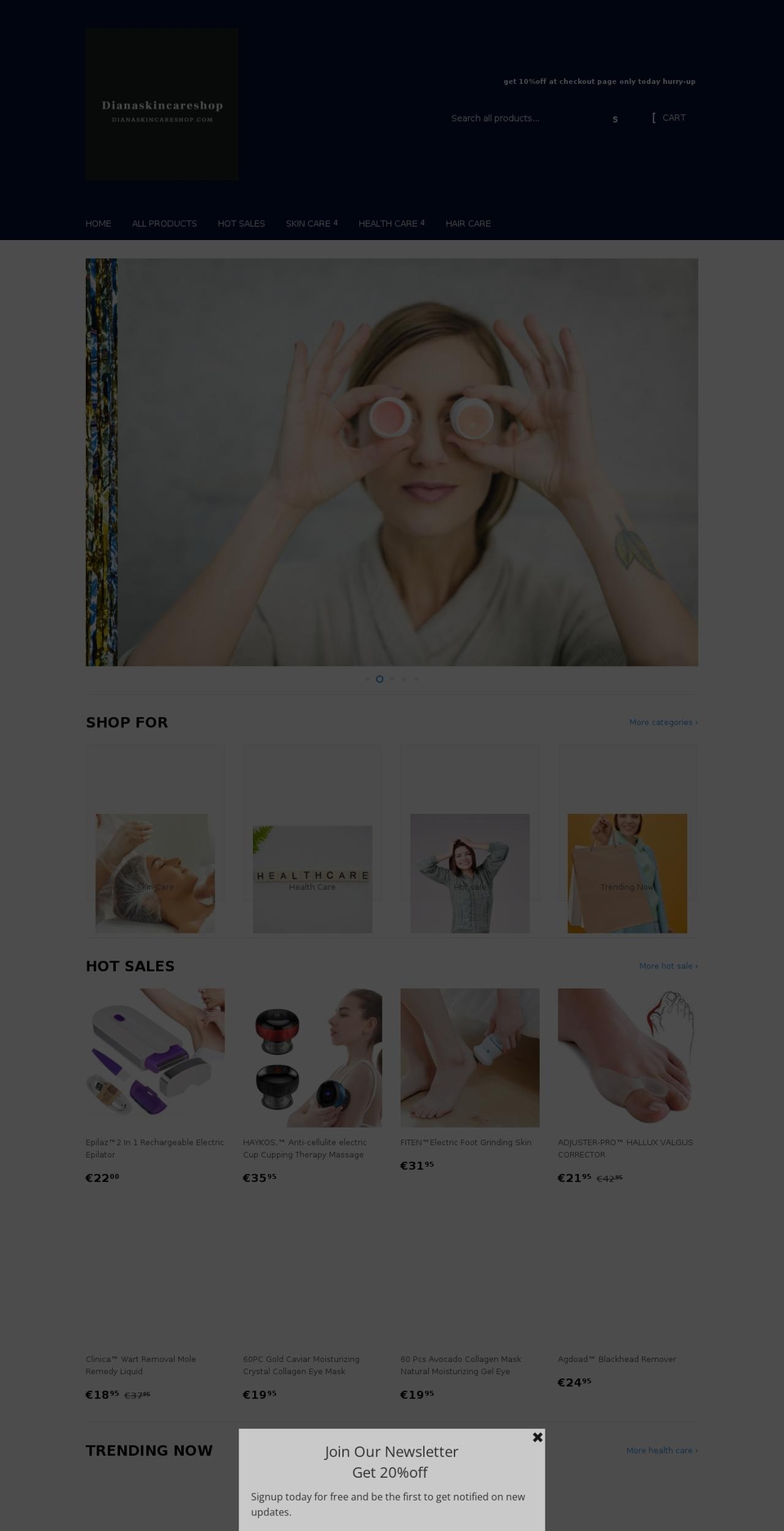 dianaskincareshop.com shopify website screenshot