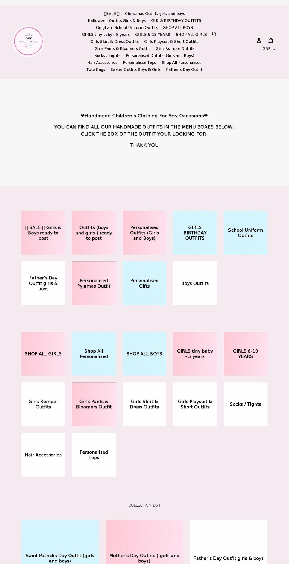 diandvkidswearboutique.com shopify website screenshot