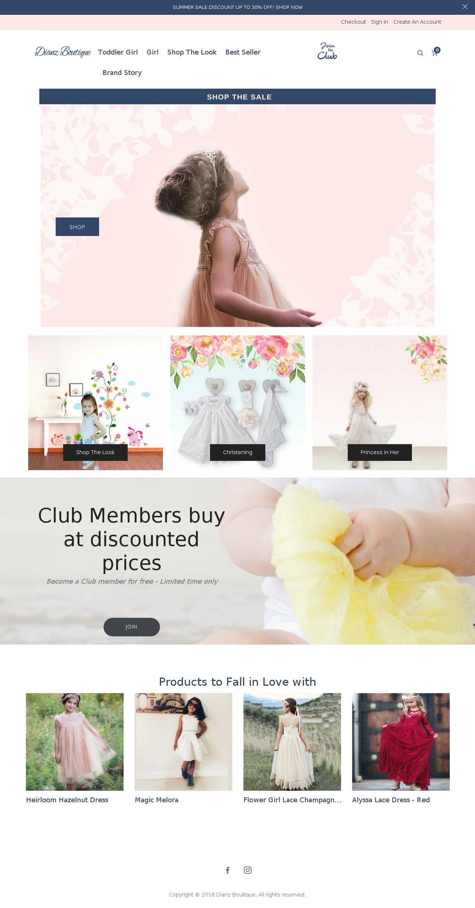 dianzboutique.com shopify website screenshot