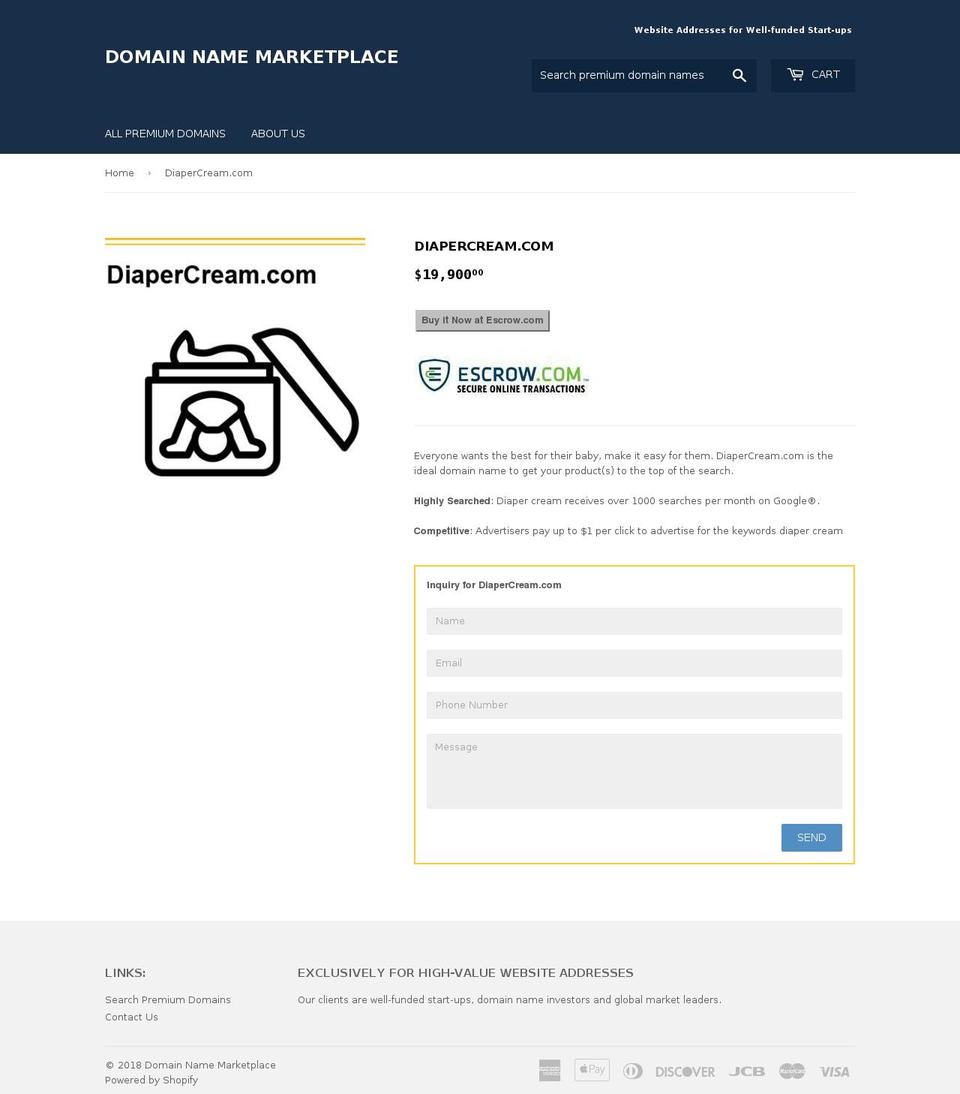 diapercream.com — Shopify storefront screenshot