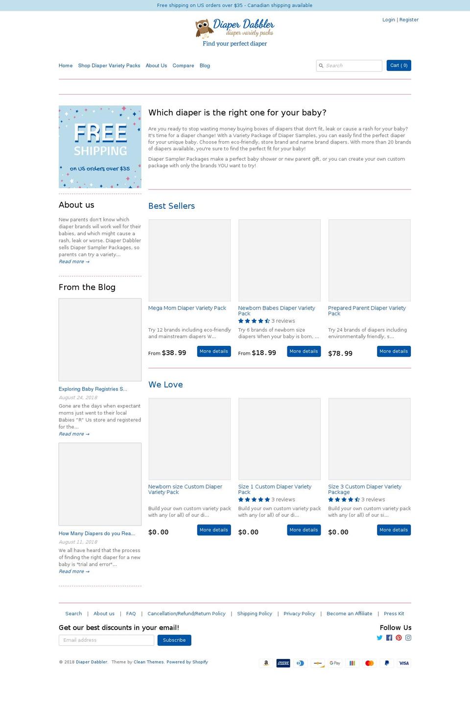 diaperdabble.com — Shopify storefront screenshot