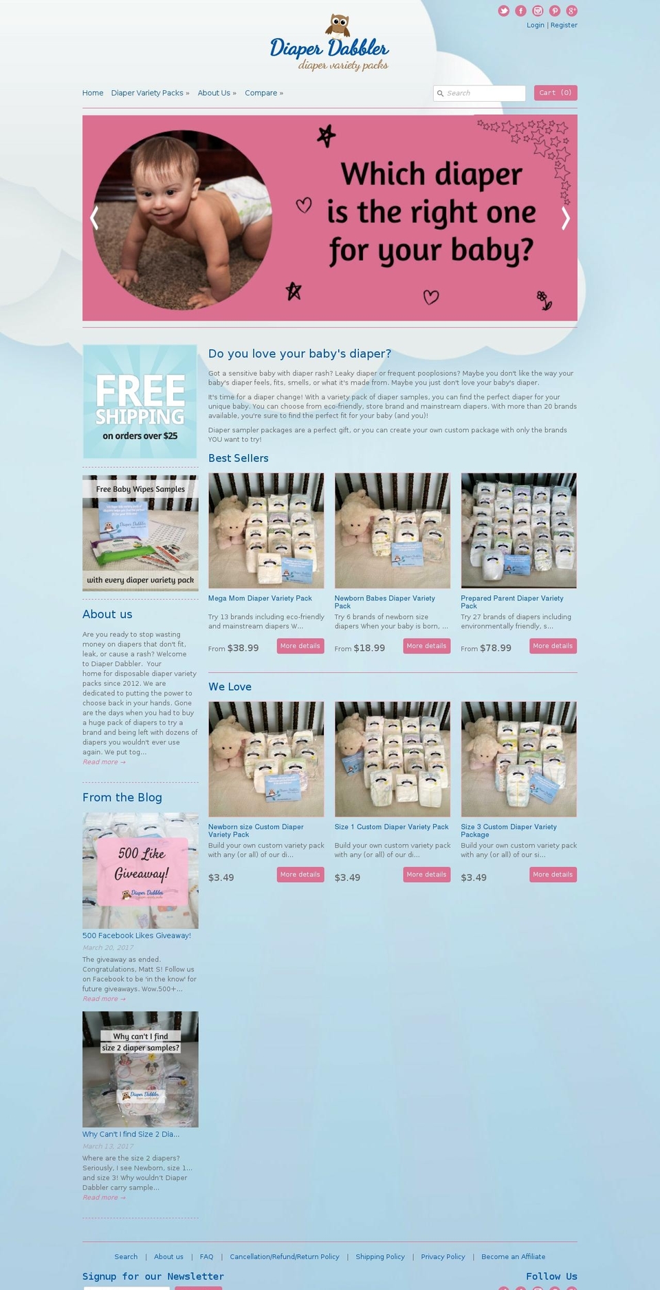 diaperdabbler.com shopify website screenshot