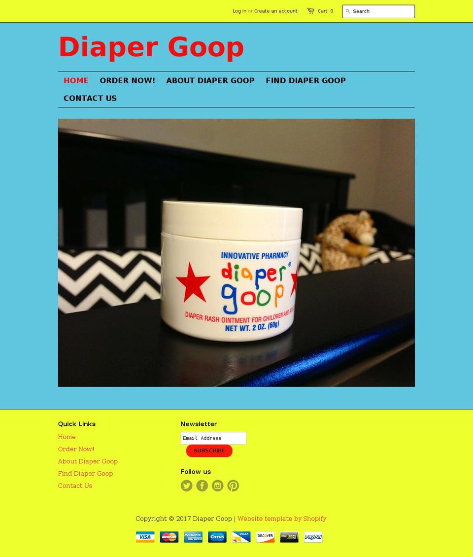 Diaper Goop In the Building Shopify theme site example diapergoop.com