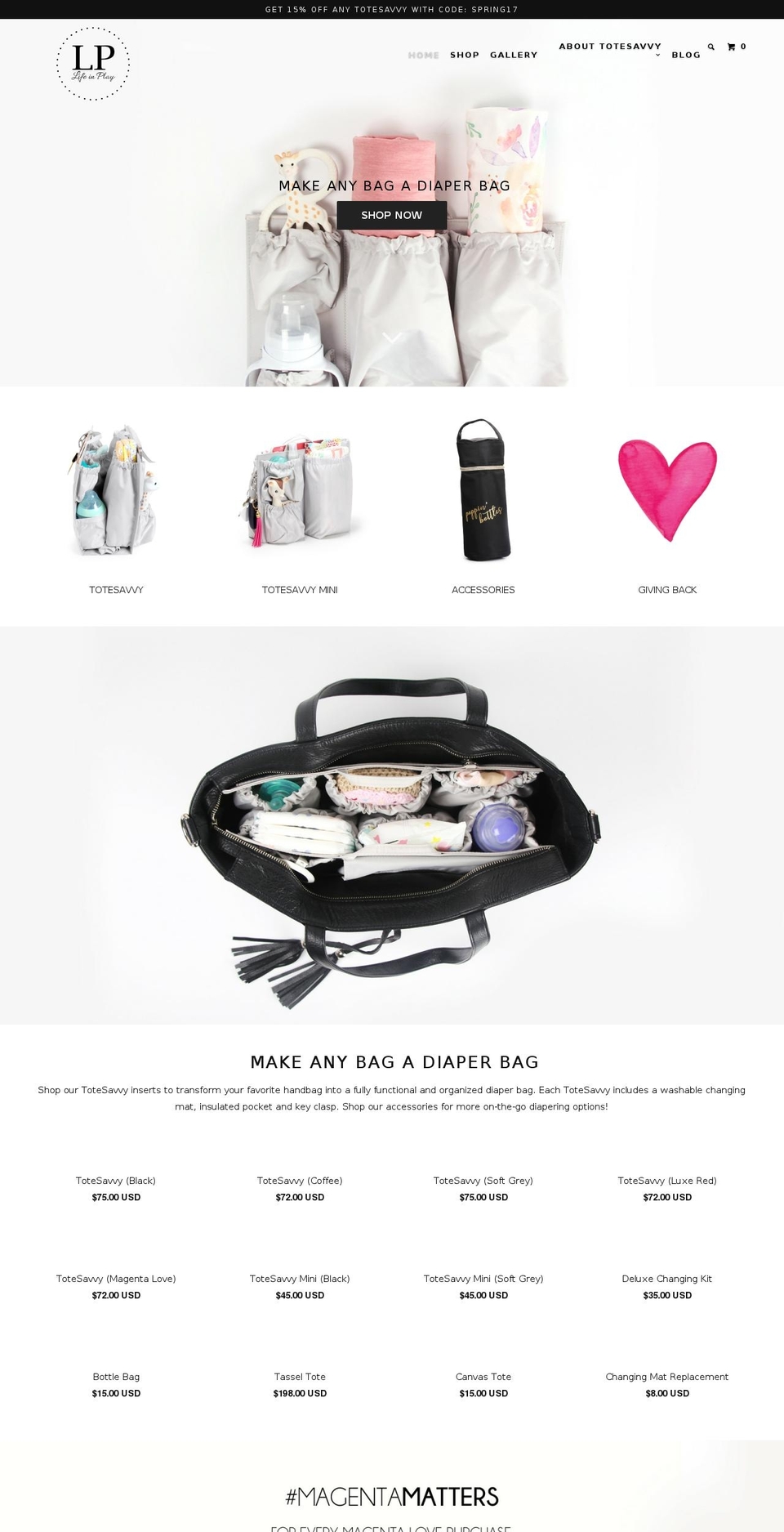 diaperhandbag.com shopify website screenshot