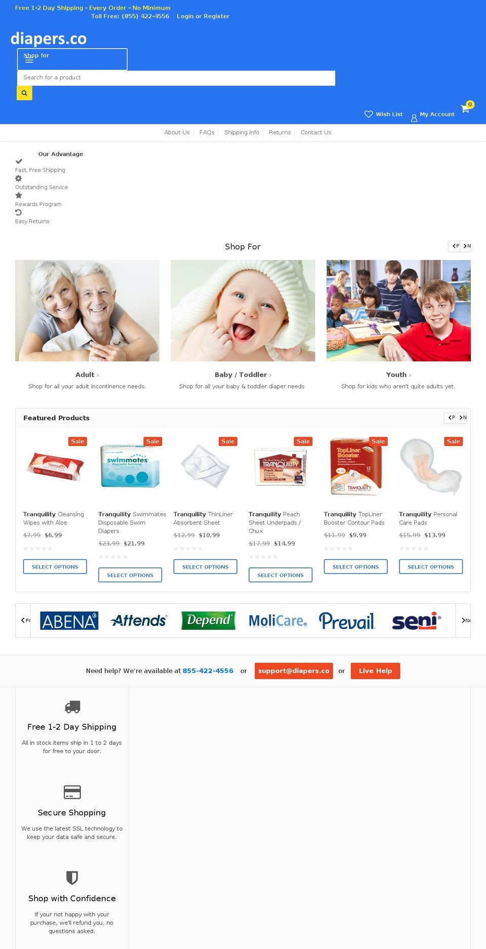 diapers.co shopify website screenshot