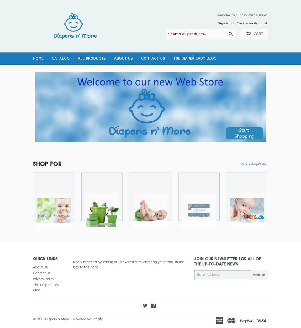 diapersnmore.com — Shopify storefront screenshot