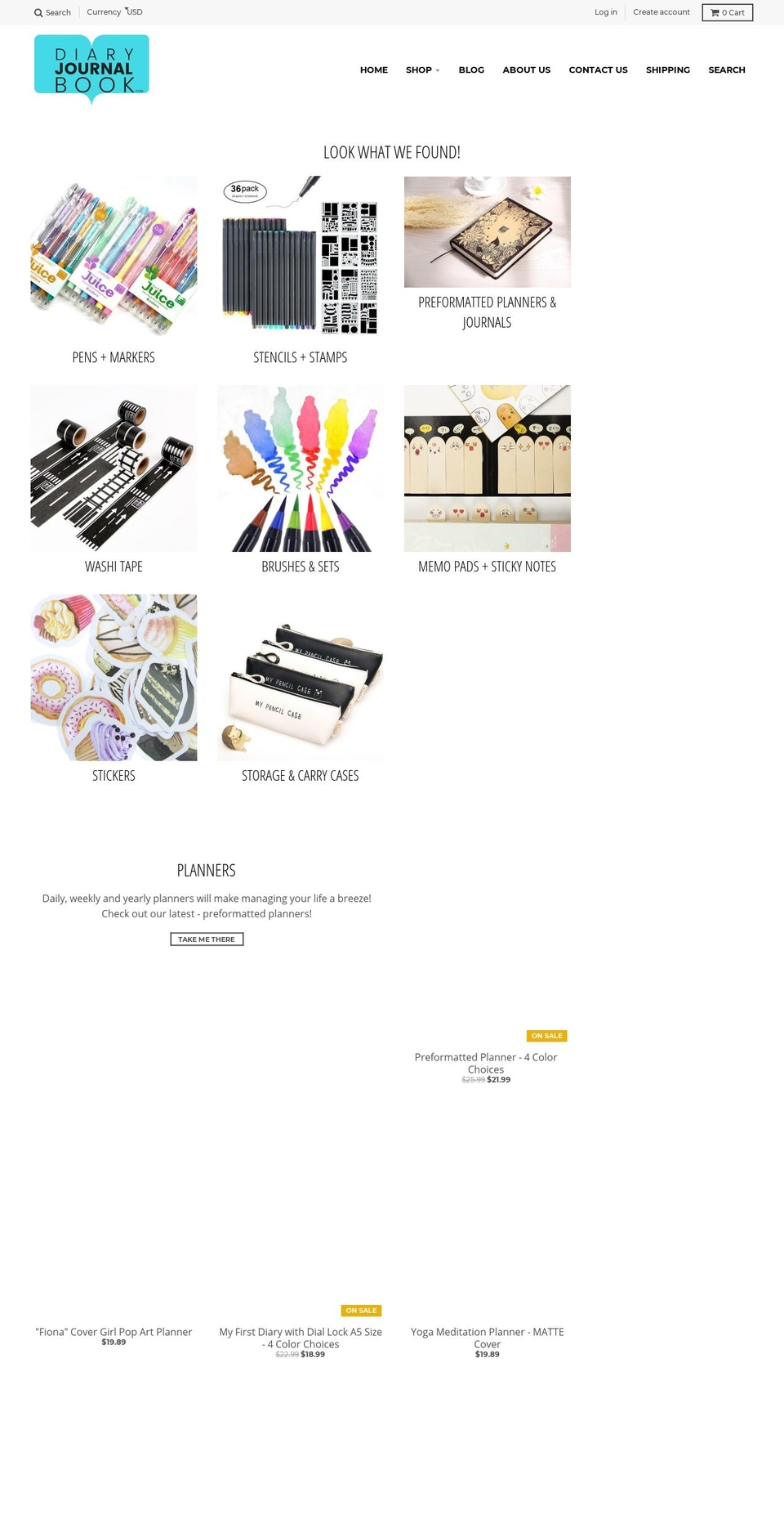 diaryjournalbook.com shopify website screenshot