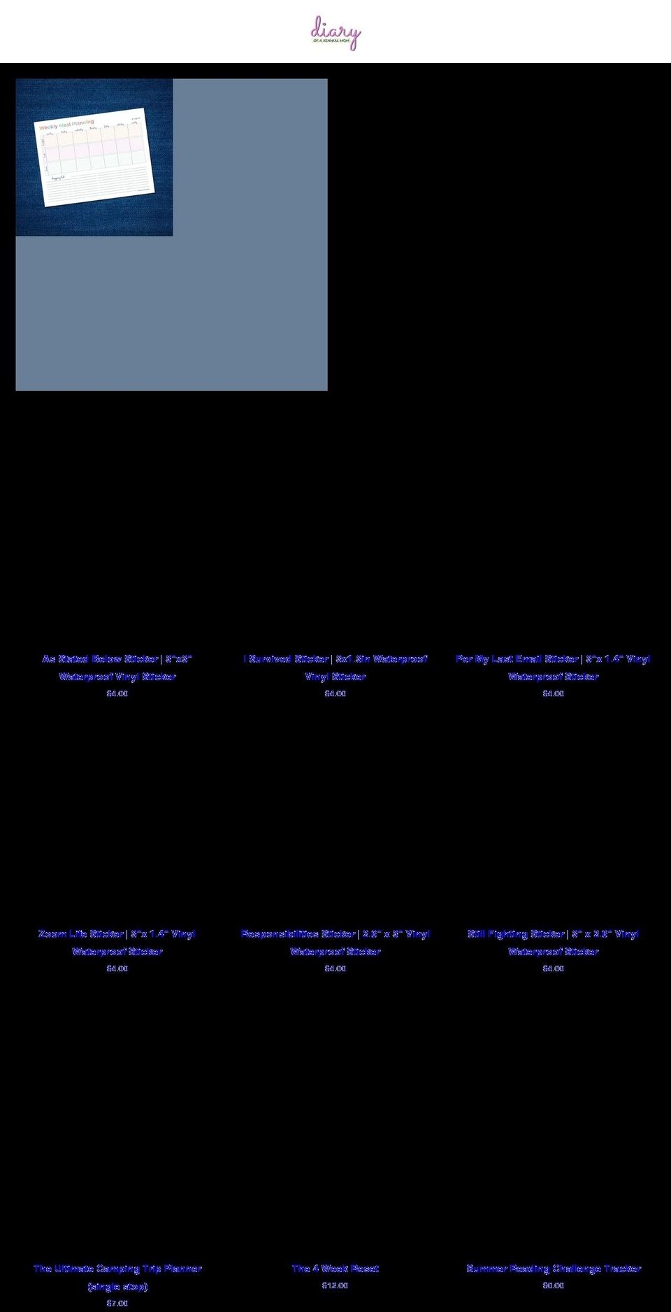 diaryofaxennialmom.com shopify website screenshot