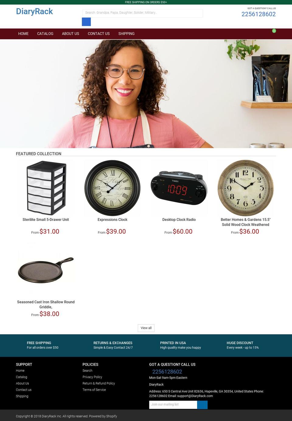 diaryrack.com shopify website screenshot