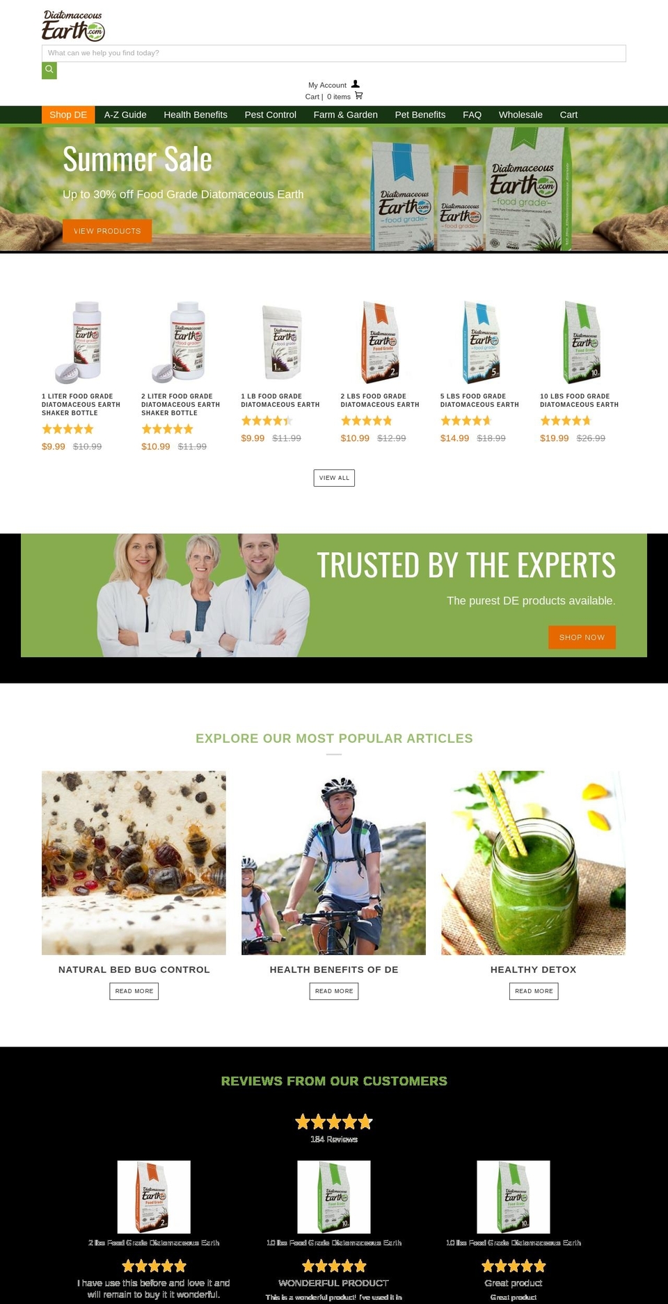 diatomaceousearth.net shopify website screenshot