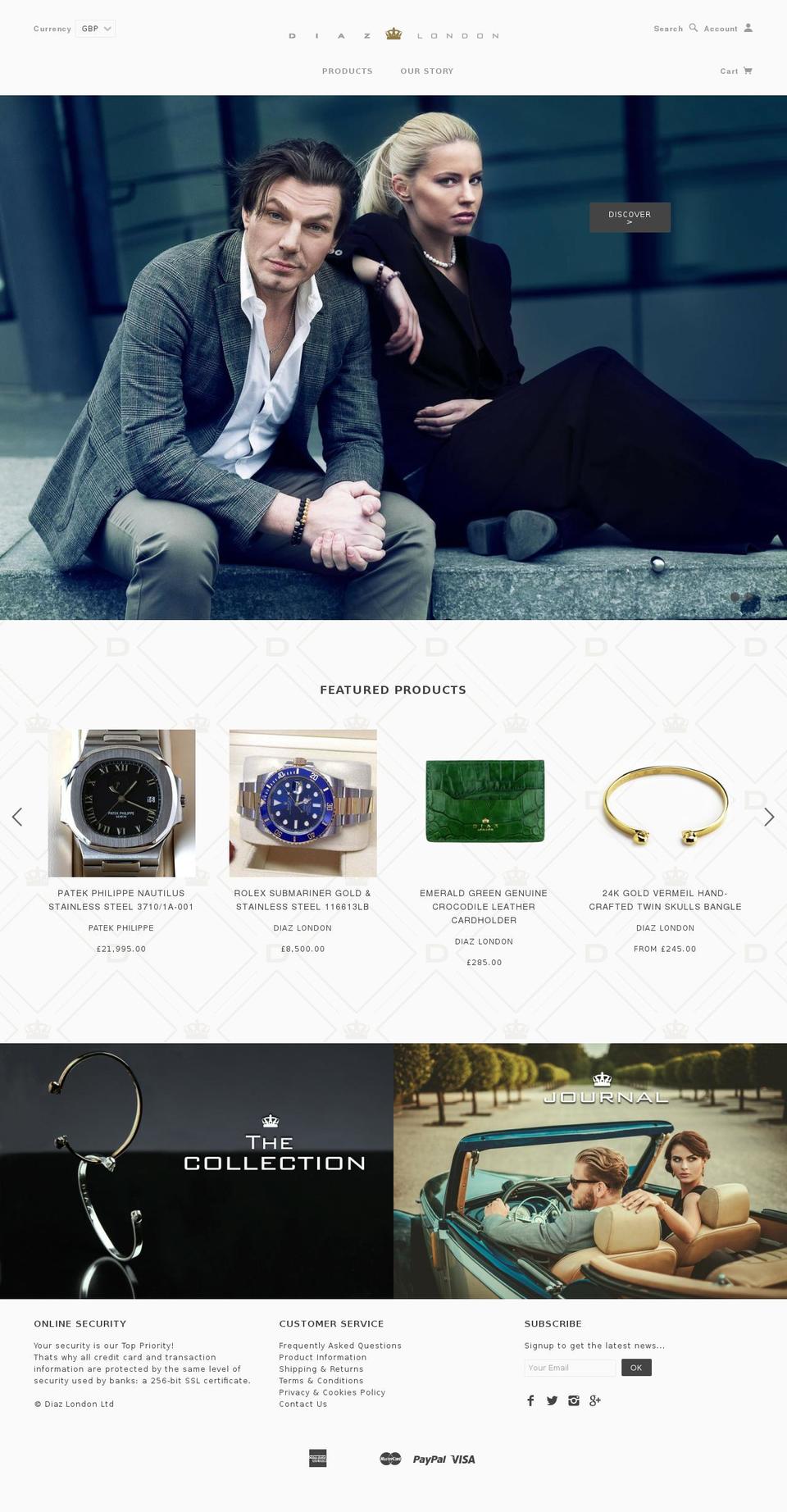 diazlondon.com shopify website screenshot