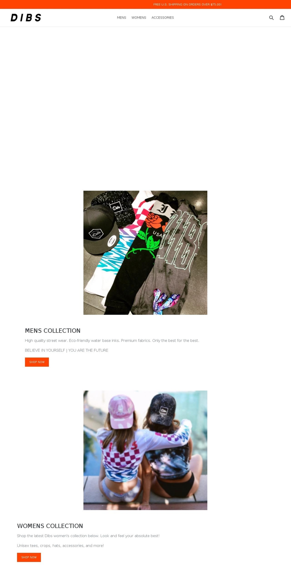 dibs-clothing.myshopify.com shopify website screenshot